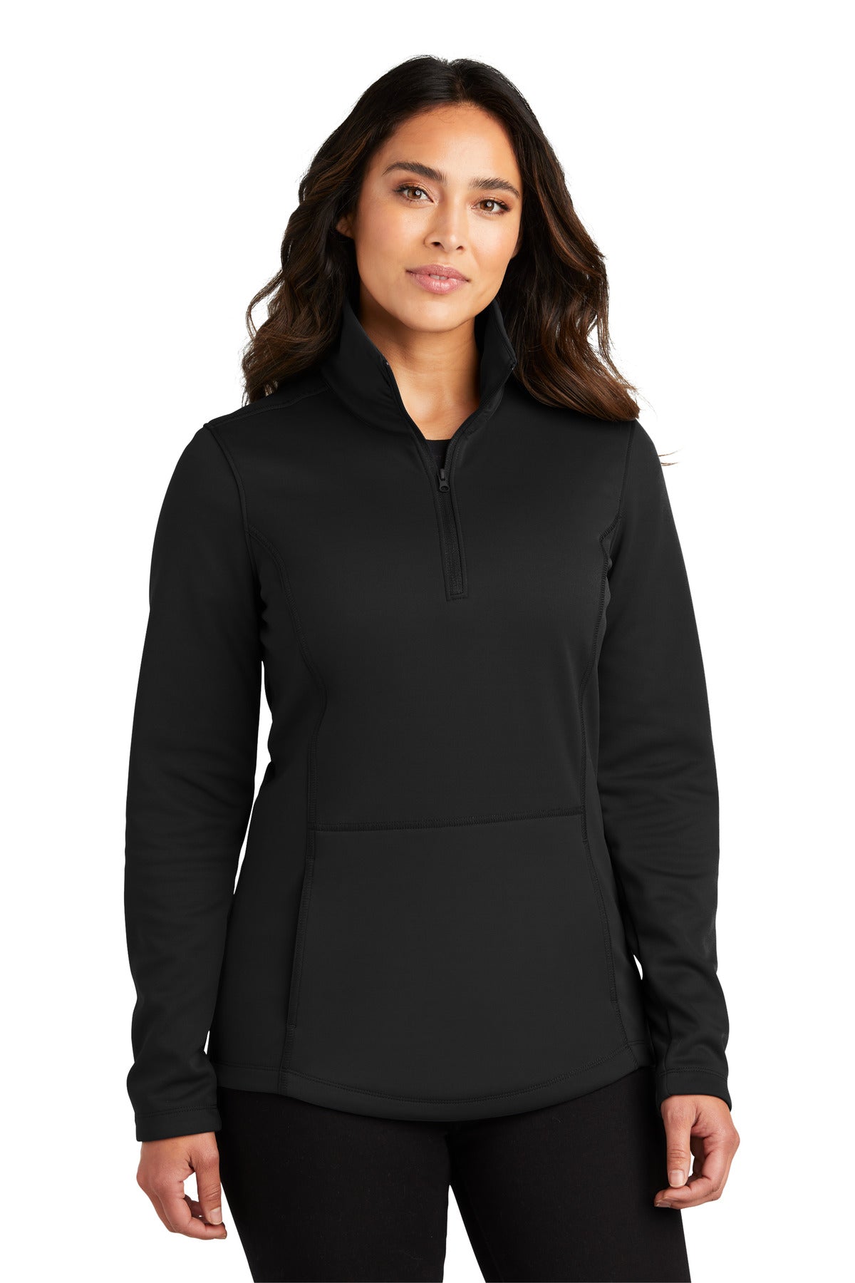 Custom Deep Black Women's Smooth Fleece 1/4-Zip L804, personalized by SanCanDo Swag in Argyle, TX