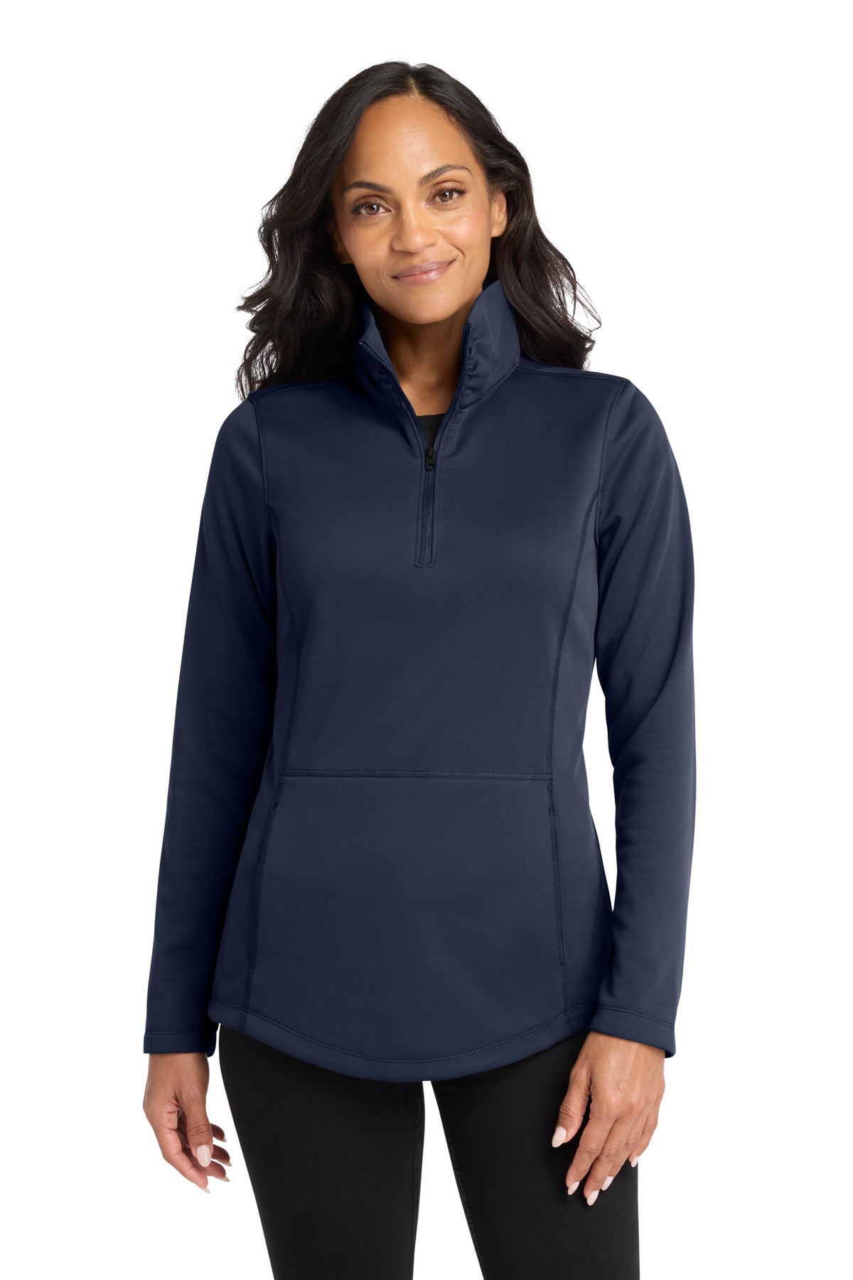Custom River Blue Navy Women's Smooth Fleece 1/4-Zip L804, personalized by SanCanDo Swag in Argyle, TX