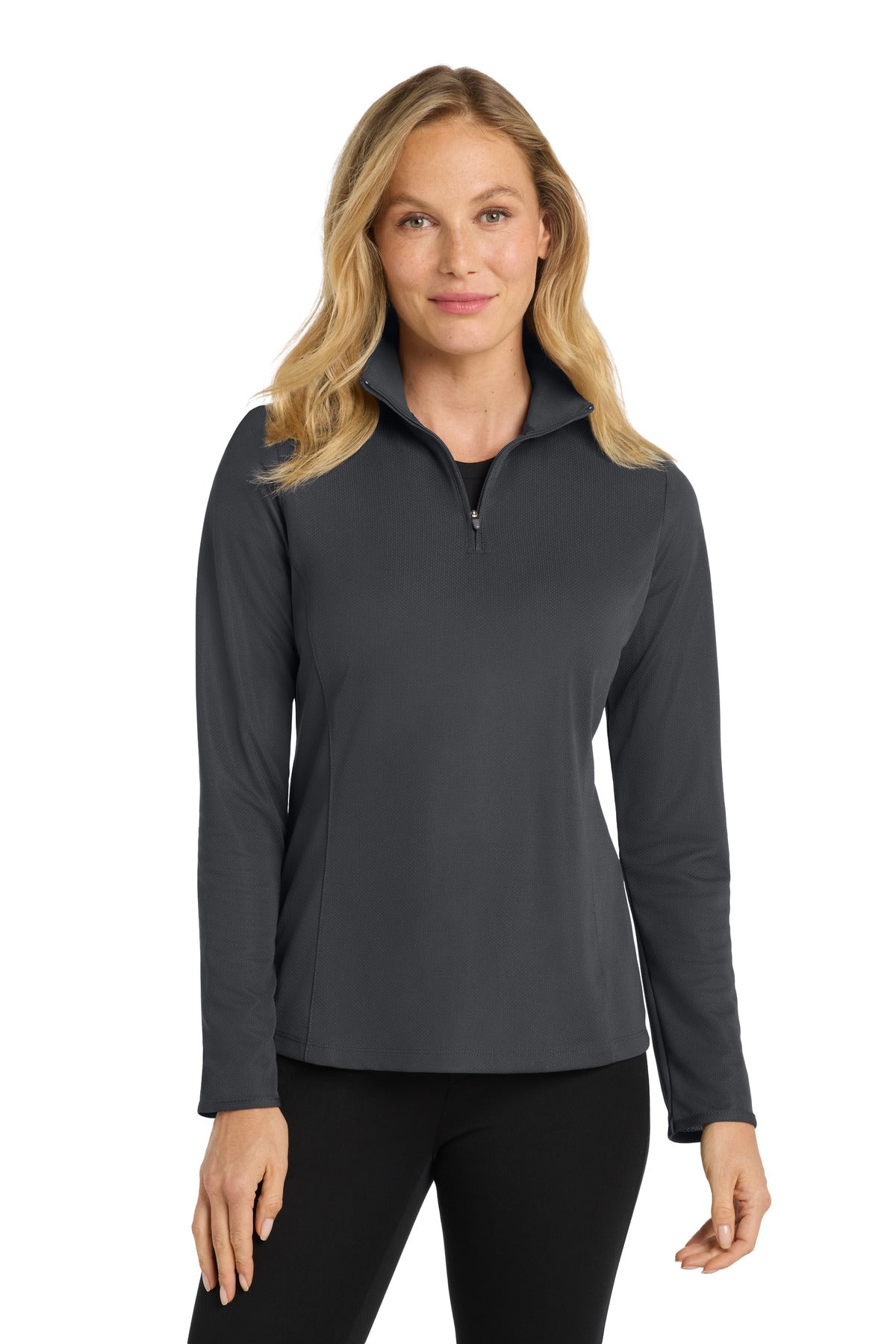Custom Battleship Grey Women's Pinpoint Mesh 1/2-Zip L806, personalized by SanCanDo Swag in Argyle, TX
