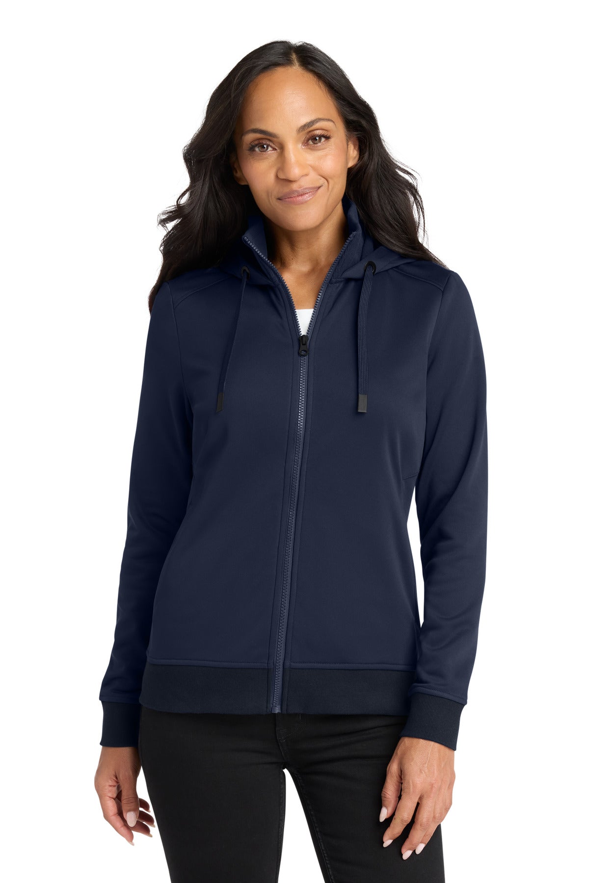 Custom River Blue Navy Women's Smooth Fleece Hooded Jacket L814, personalized by SanCanDo Swag in Argyle, TX