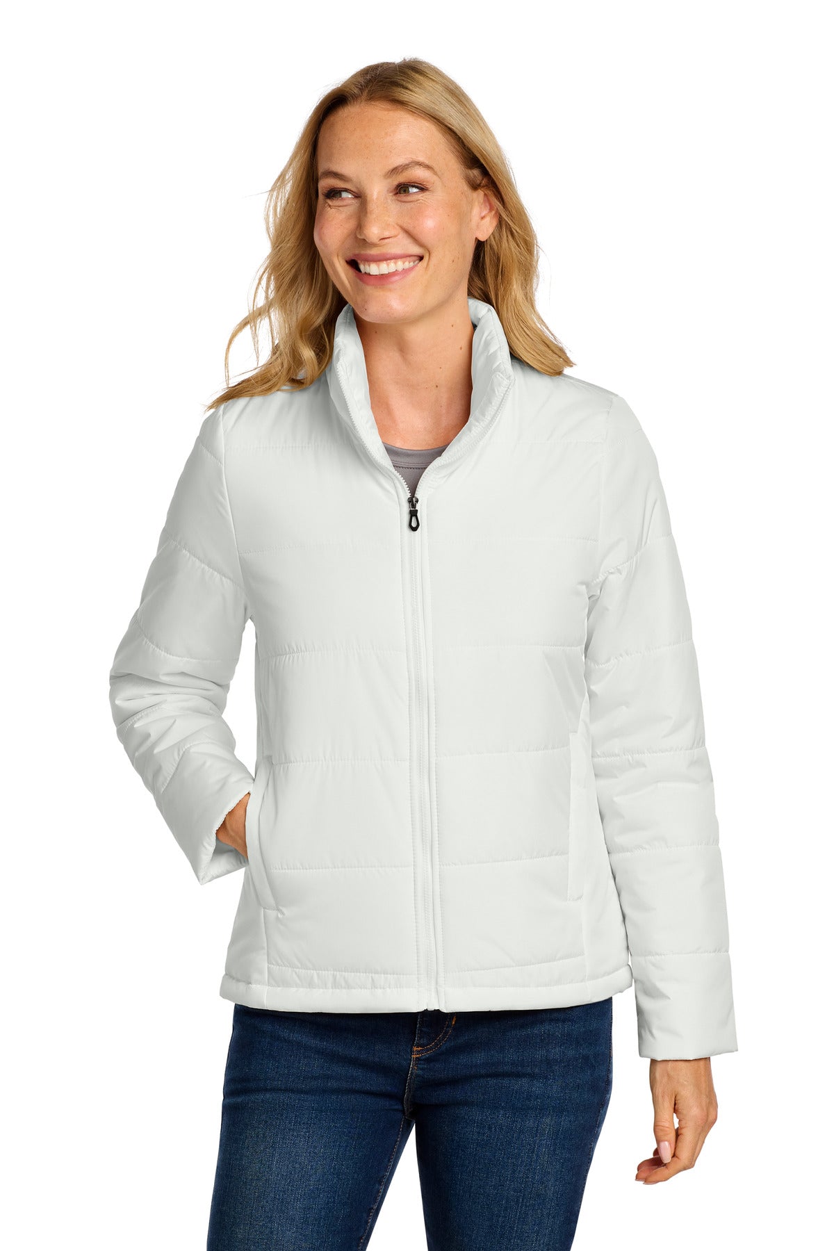 Custom Marshmallow Women's Puffer Jacket L852, personalized by SanCanDo Swag in Argyle, TX
