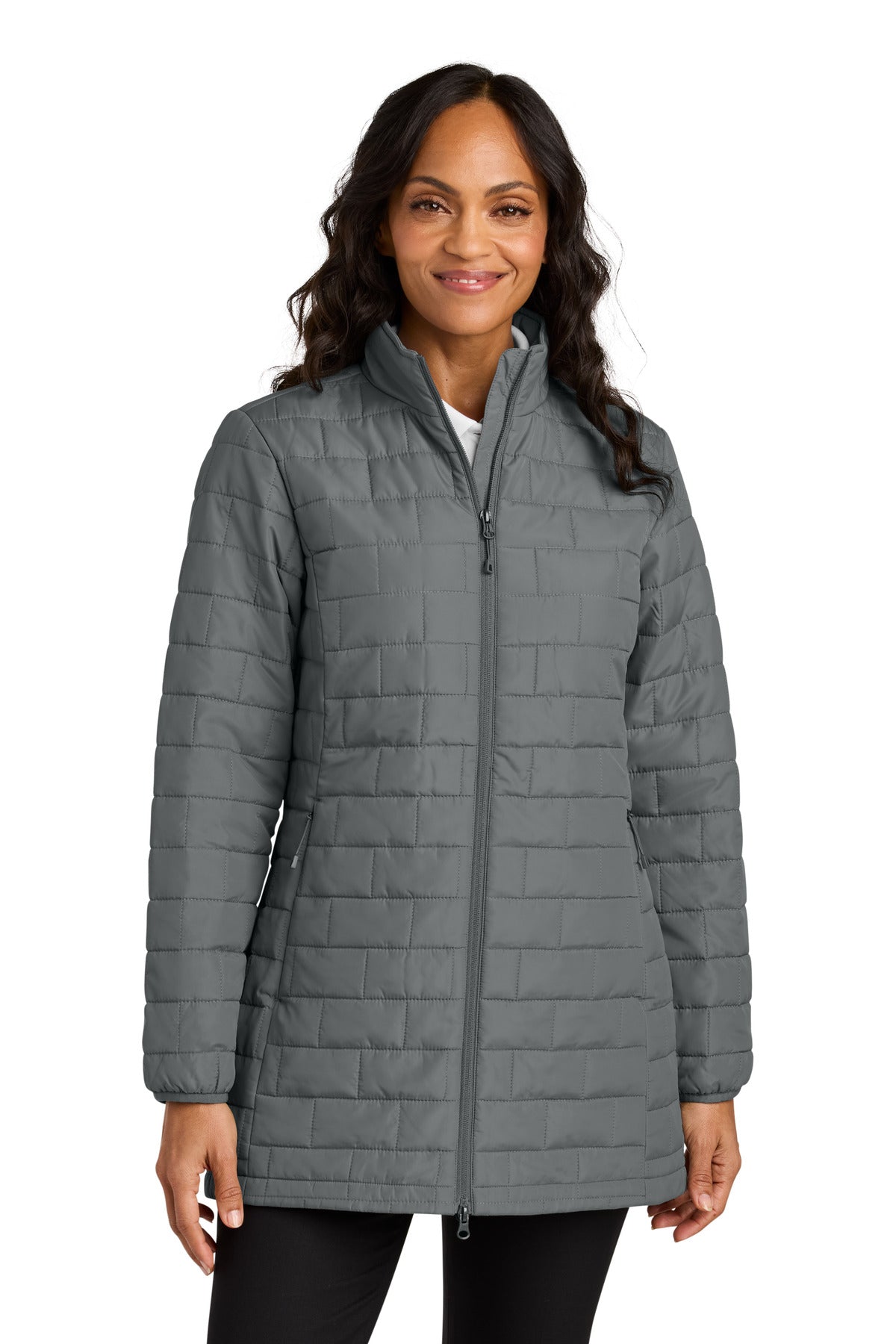 Custom Smoke Grey Women's C-FREE Brick Jacket L854, personalized by SanCanDo Swag in Argyle, TX