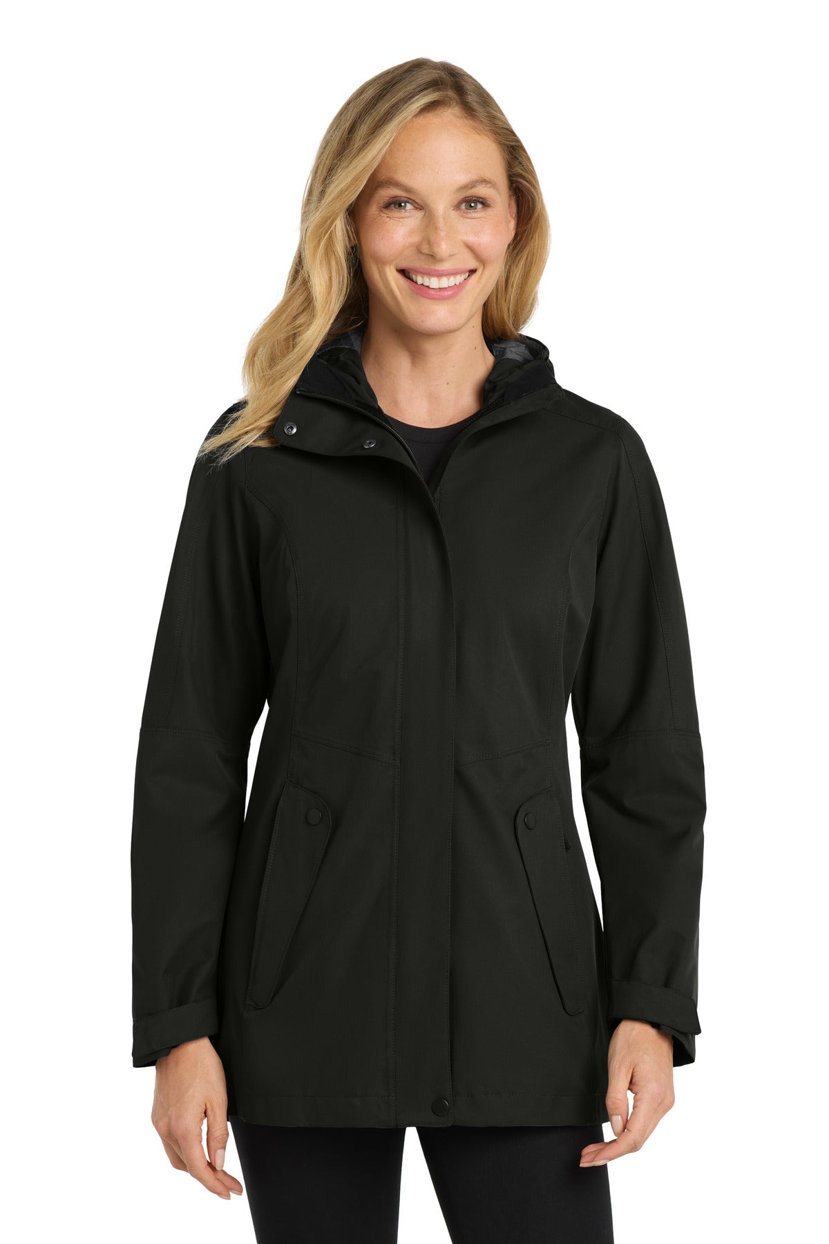 Custom Deep Black Women's Collective Outer Shell Jacket L900, personalized by SanCanDo Swag in Argyle, TX