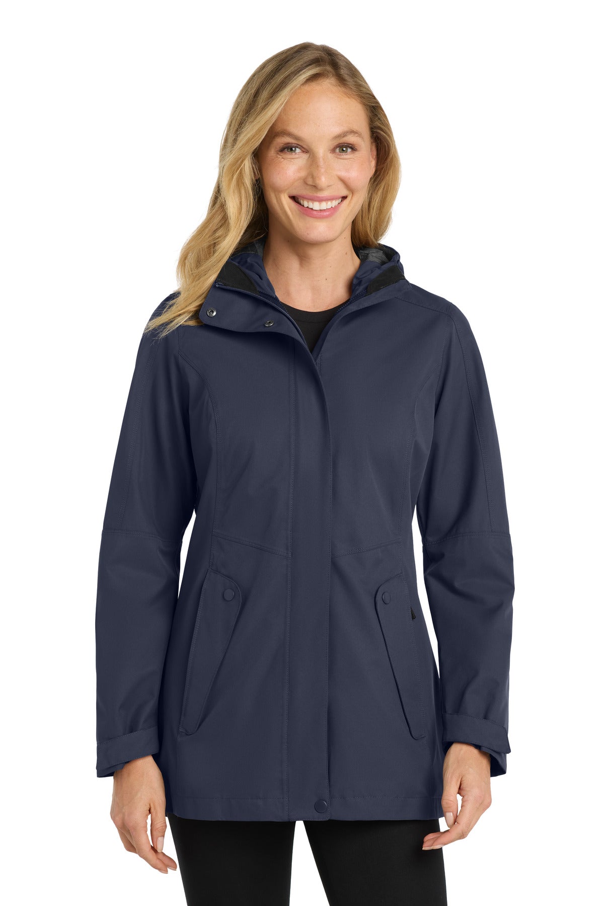 Custom River Blue Navy Women's Collective Outer Shell Jacket L900, personalized by SanCanDo Swag in Argyle, TX