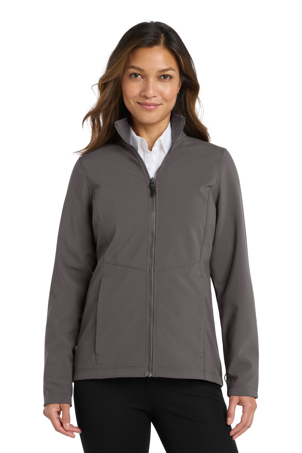 Custom Graphite Women's Collective Soft Shell Jacket L901, personalized by SanCanDo Swag in Argyle, TX