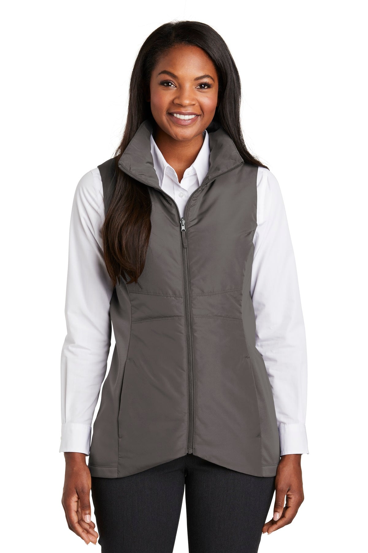 Custom Graphite Women's Collective Insulated Vest L903, personalized by SanCanDo Swag in Argyle, TX