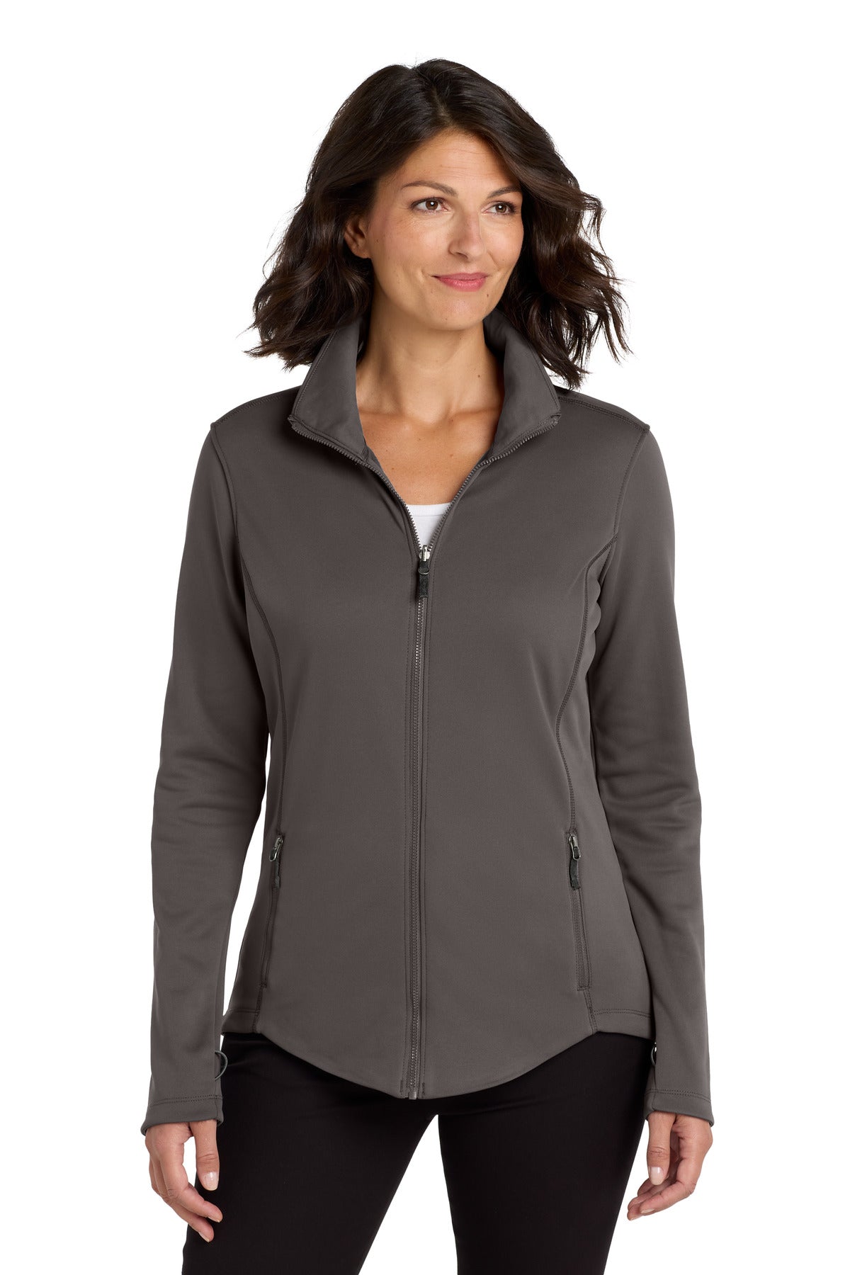 Custom Graphite Women's Collective Smooth Fleece Jacket L904, personalized by SanCanDo Swag in Argyle, TX