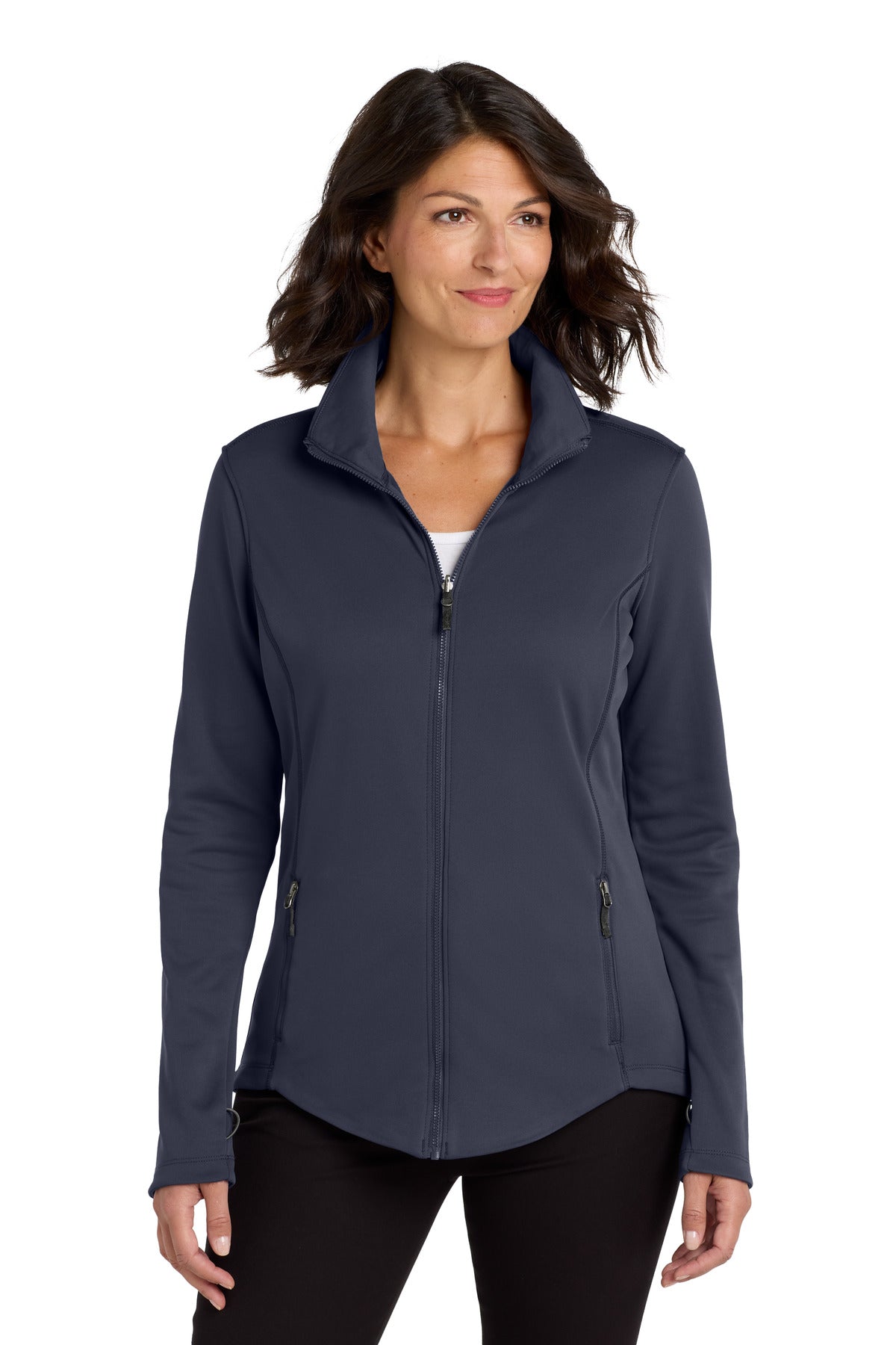 Custom River Blue Navy Women's Collective Smooth Fleece Jacket L904, personalized by SanCanDo Swag in Argyle, TX