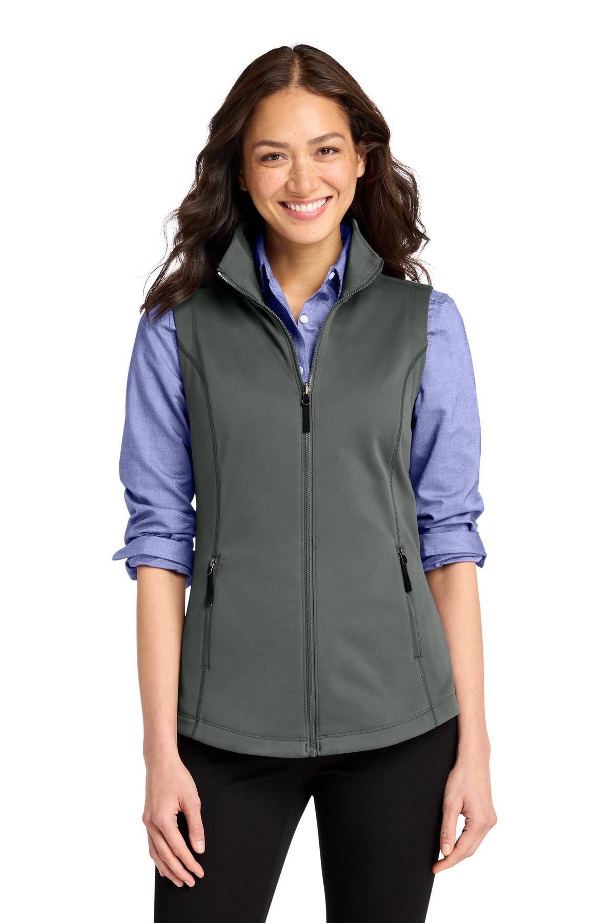 Custom Graphite Women's Collective Smooth Fleece Vest L906, personalized by SanCanDo Swag in Argyle, TX