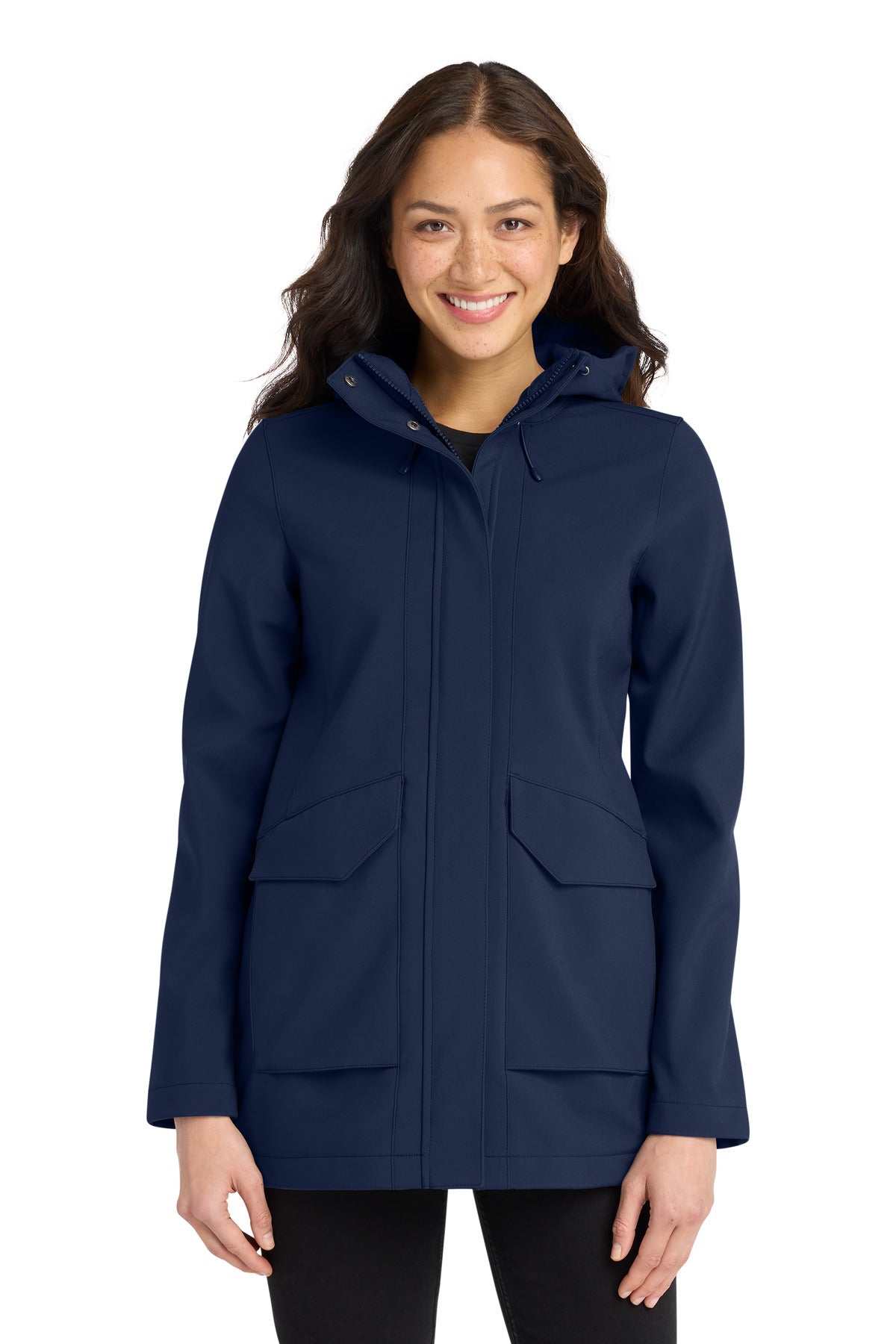 Custom River Blue Navy Collective Outer Soft Shell Parka L919, personalized by SanCanDo Swag in Argyle, TX