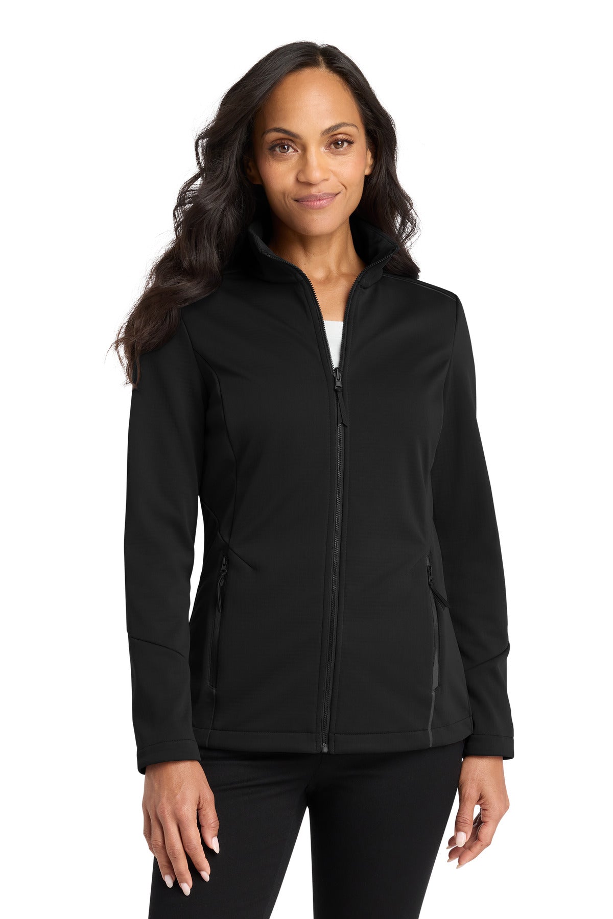 Custom Deep Black Collective Tech Soft Shell Jacket L921, personalized by SanCanDo Swag in Argyle, TX