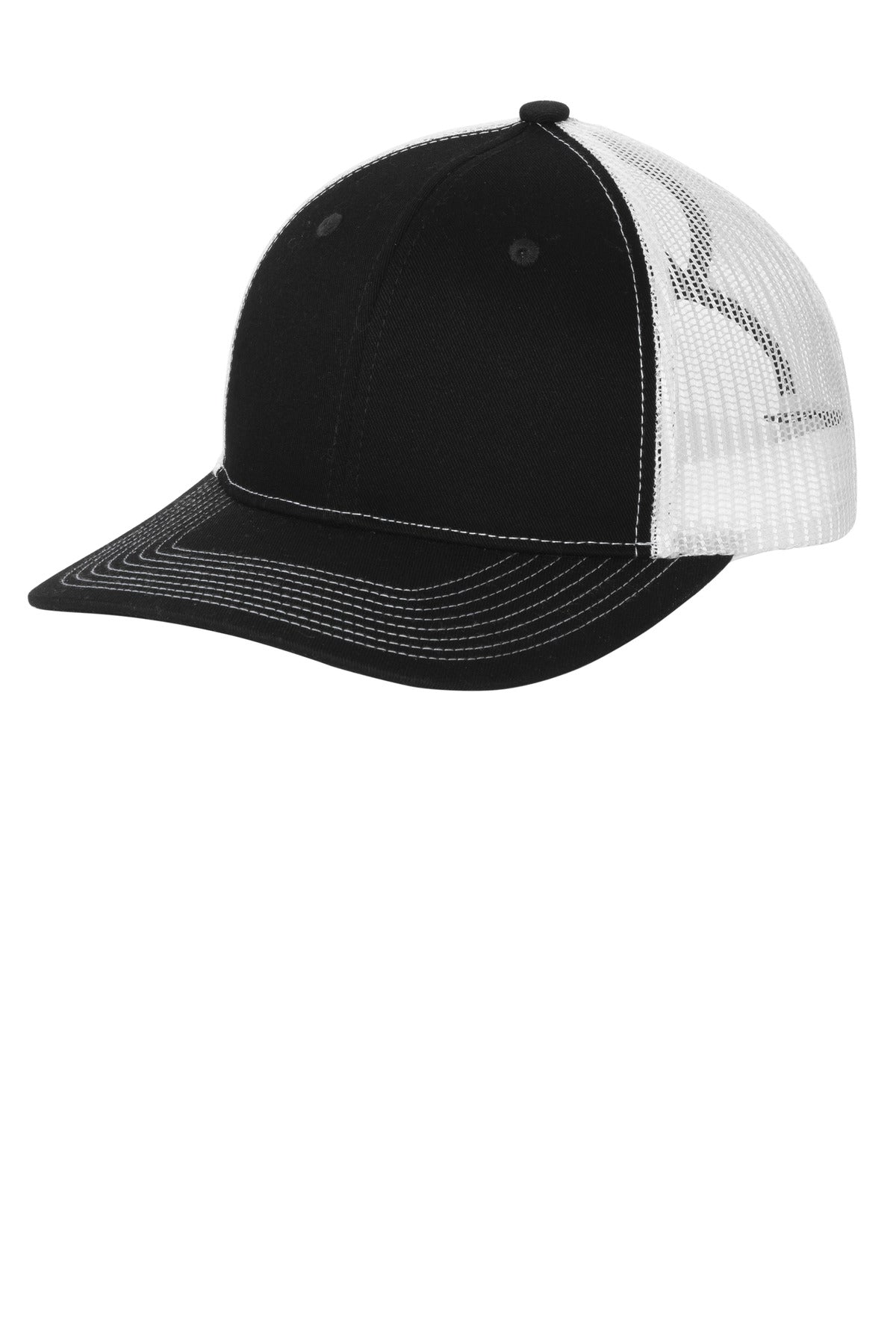 Custom Black/ White Snapback Ponytail Trucker Cap LC401, personalized by SanCanDo Swag in Argyle, TX