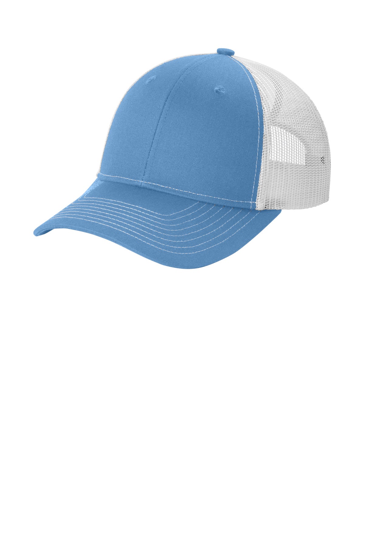 Custom Carolina Blue/ White Snapback Ponytail Trucker Cap LC401, personalized by SanCanDo Swag in Argyle, TX