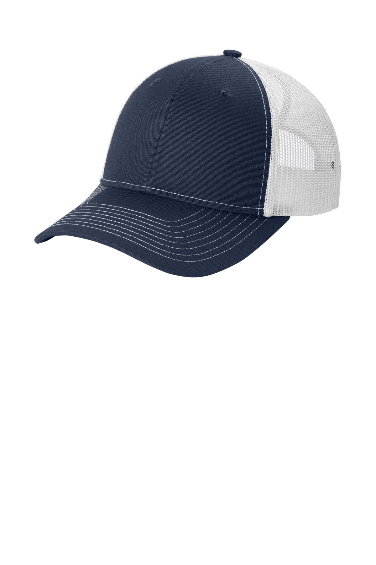 Custom True Navy/ White Snapback Ponytail Trucker Cap LC401, personalized by SanCanDo Swag in Argyle, TX