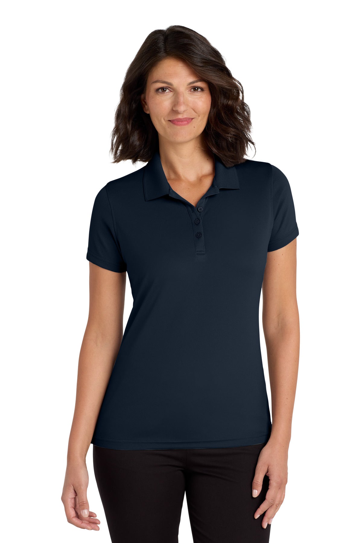 Custom River Blue Navy Women's Dry Zone UV Micro-Mesh Polo LK110, personalized by SanCanDo Swag in Argyle, TX