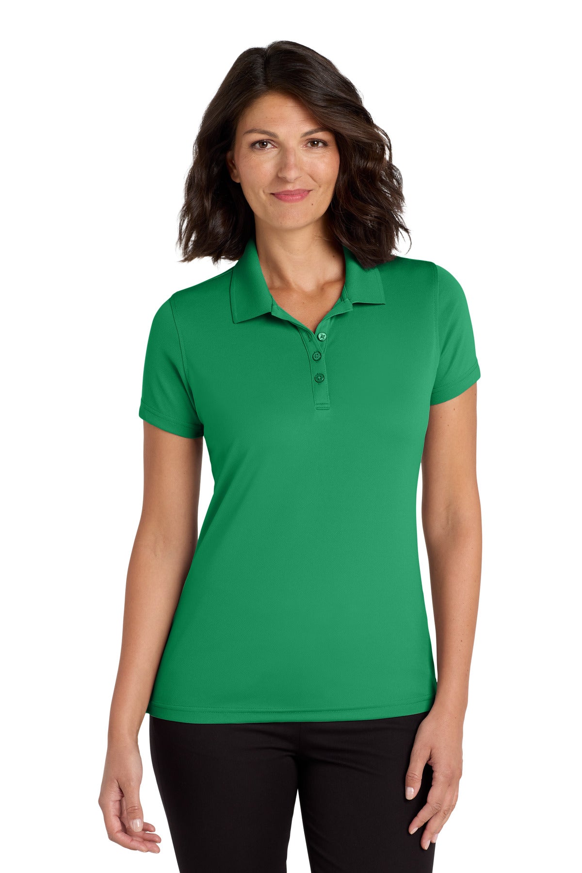 Custom Bright Kelly Green Women's Dry Zone UV Micro-Mesh Polo LK110, personalized by SanCanDo Swag in Argyle, TX
