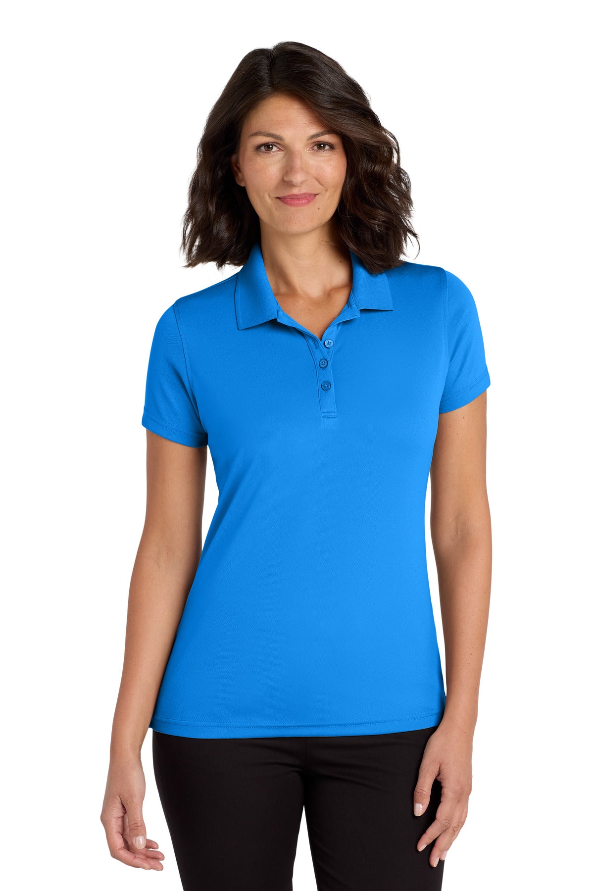 Custom Coastal Blue Women's Dry Zone UV Micro-Mesh Polo LK110, personalized by SanCanDo Swag in Argyle, TX