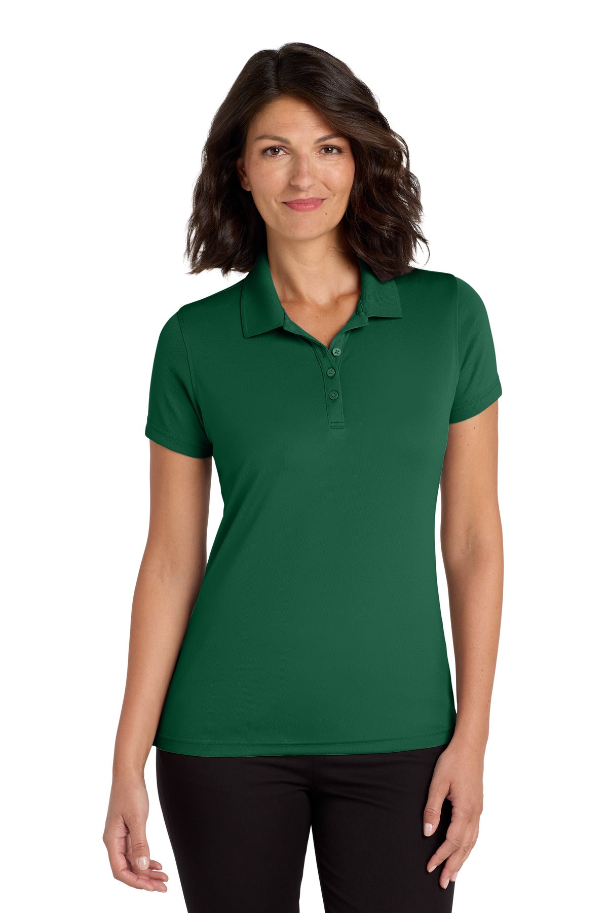 Custom Deep Forest Green Women's Dry Zone UV Micro-Mesh Polo LK110, personalized by SanCanDo Swag in Argyle, TX