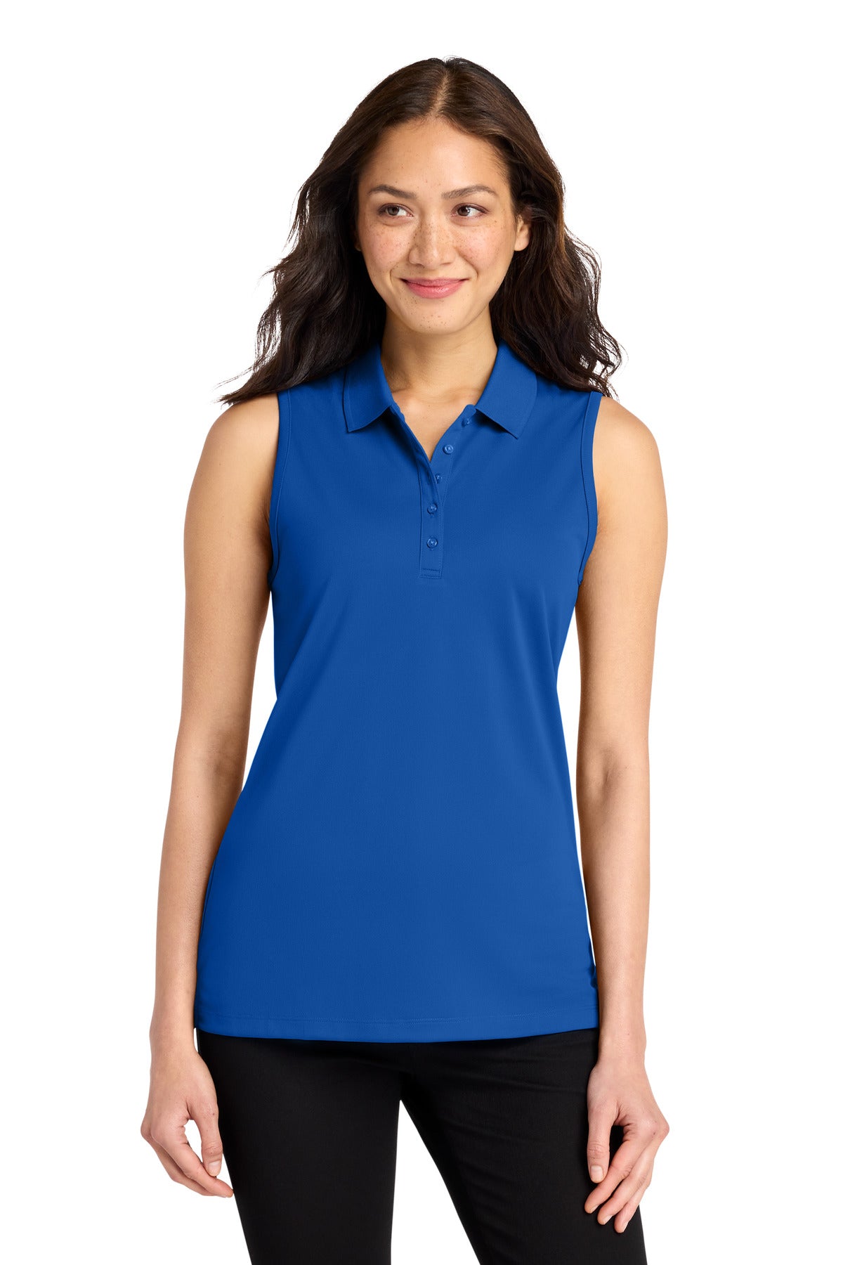 Custom True Royal Dry Zone UV Micro-Mesh Sleeveless Polo LK110SV, personalized by SanCanDo Swag in Argyle, TX