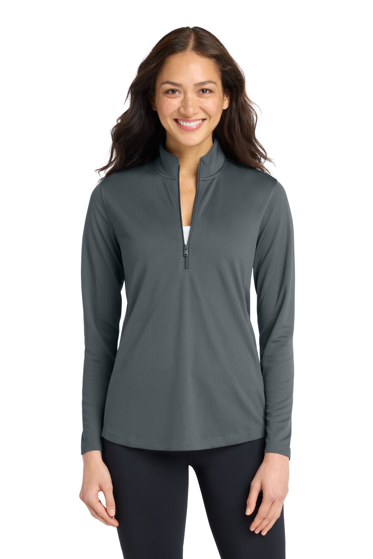 Custom Graphite Women's Dry Zone UV Micro-Mesh 1/4-Zip LK112, personalized by SanCanDo Swag in Argyle, TX
