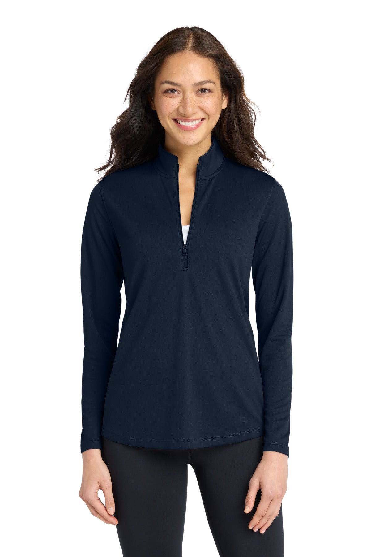 Custom River Blue Navy Women's Dry Zone UV Micro-Mesh 1/4-Zip LK112, personalized by SanCanDo Swag in Argyle, TX