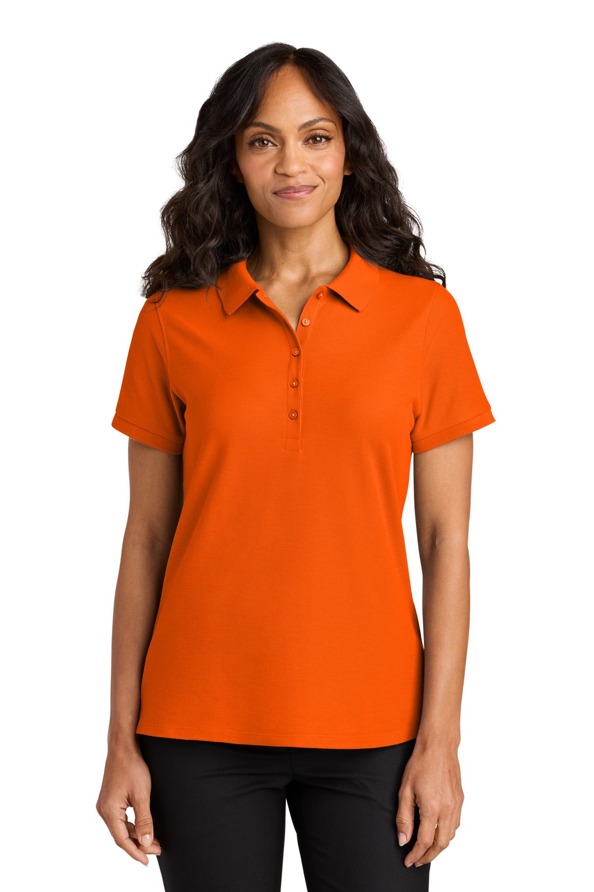 Custom Neon Orange Women's Wearever Signature Pique Polo LK200, personalized by SanCanDo Swag in Argyle, TX