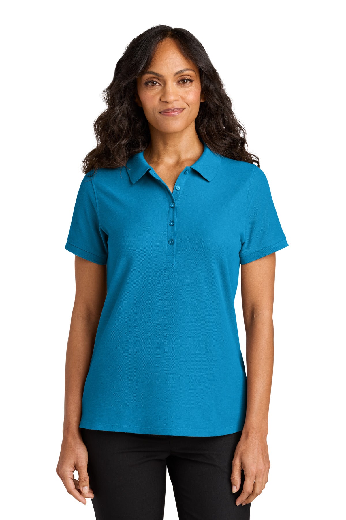 Custom Parcel Blue Women's Wearever Signature Pique Polo LK200, personalized by SanCanDo Swag in Argyle, TX