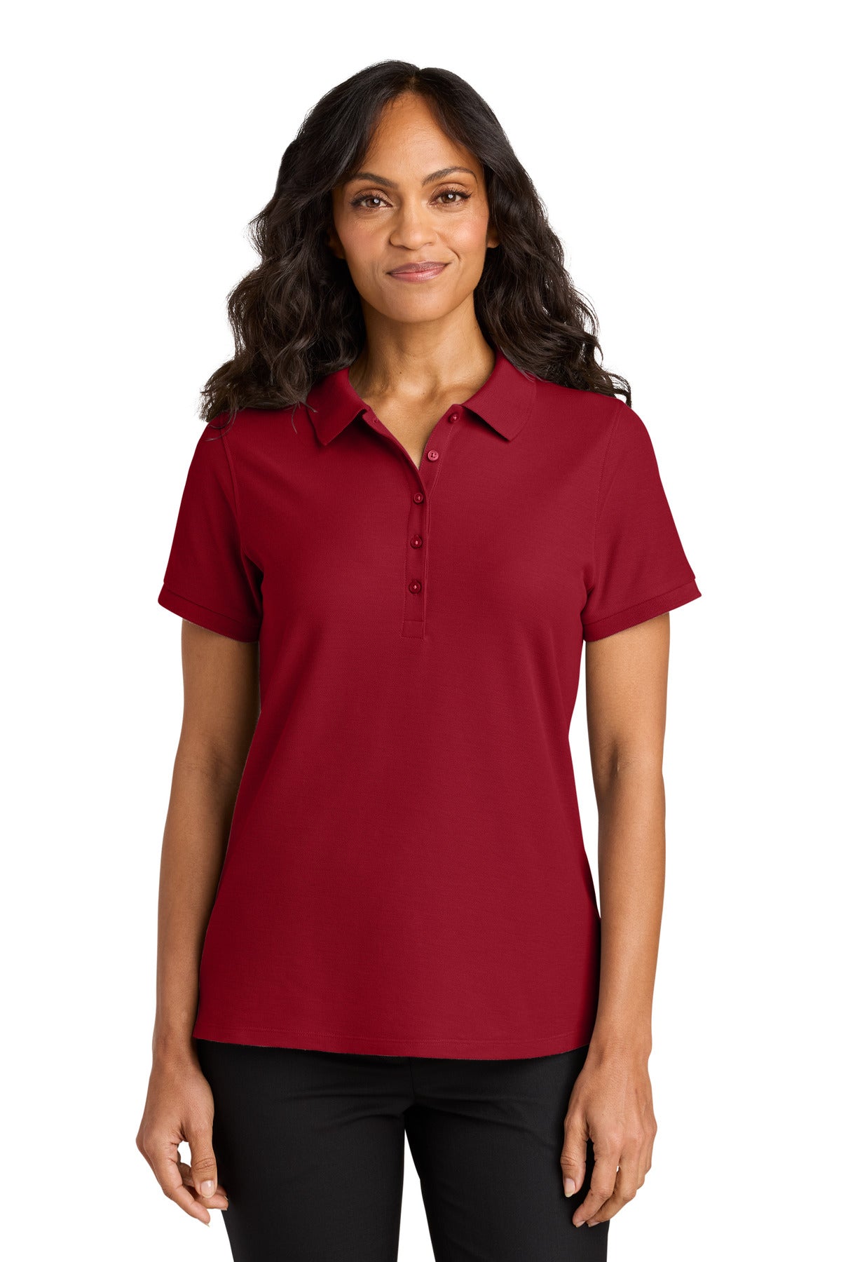 Custom Rich Red Women's Wearever Signature Pique Polo LK200, personalized by SanCanDo Swag in Argyle, TX