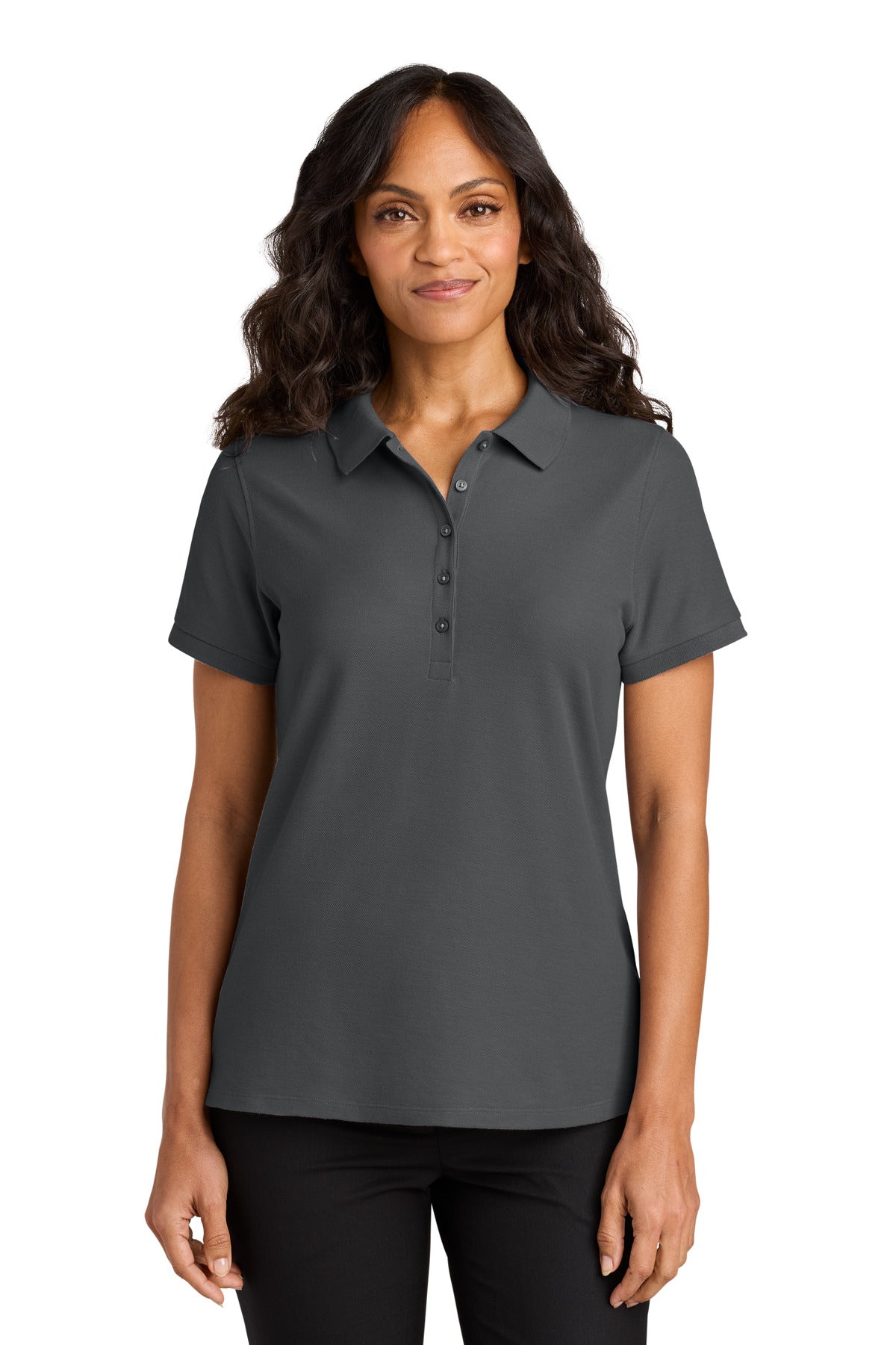 Custom Storm Grey Women's Wearever Signature Pique Polo LK200, personalized by SanCanDo Swag in Argyle, TX