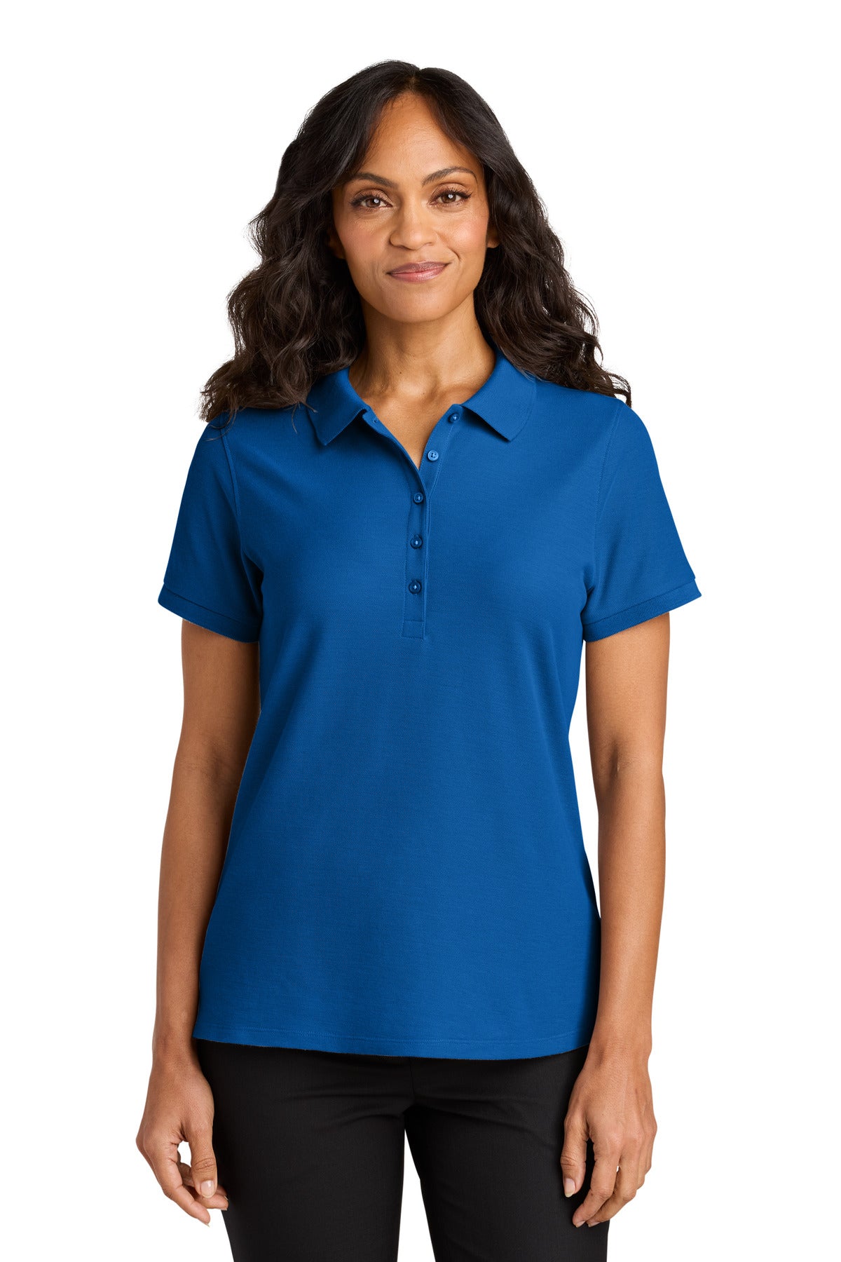 Custom Strong Blue Women's Wearever Signature Pique Polo LK200, personalized by SanCanDo Swag in Argyle, TX