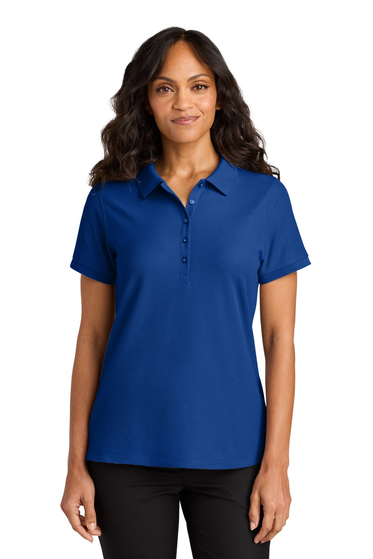Custom True Royal Women's Wearever Signature Pique Polo LK200, personalized by SanCanDo Swag in Argyle, TX