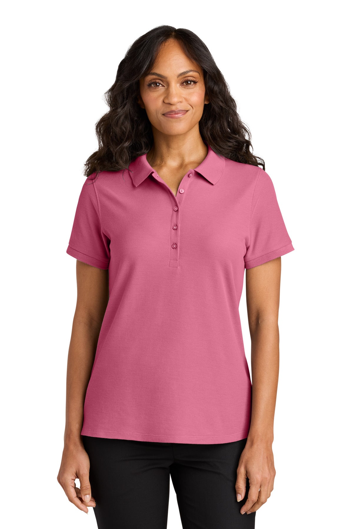 Custom Awareness Pink Women's Wearever Signature Pique Polo LK200, personalized by SanCanDo Swag in Argyle, TX