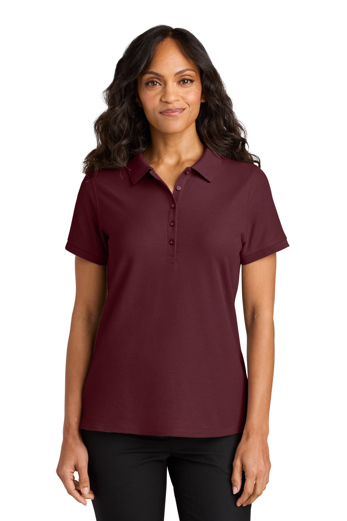 Custom Burgundy Women's Wearever Signature Pique Polo LK200, personalized by SanCanDo Swag in Argyle, TX