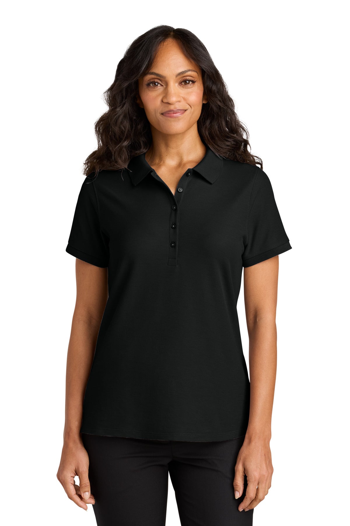 Custom Deep Black Women's Wearever Signature Pique Polo LK200, personalized by SanCanDo Swag in Argyle, TX
