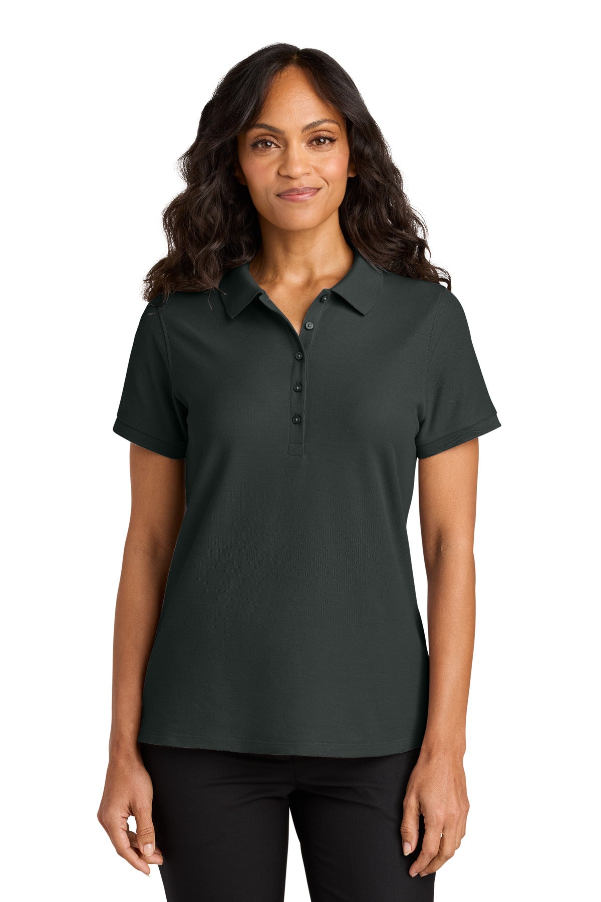 Custom Grey Smoke Women's Wearever Signature Pique Polo LK200, personalized by SanCanDo Swag in Argyle, TX