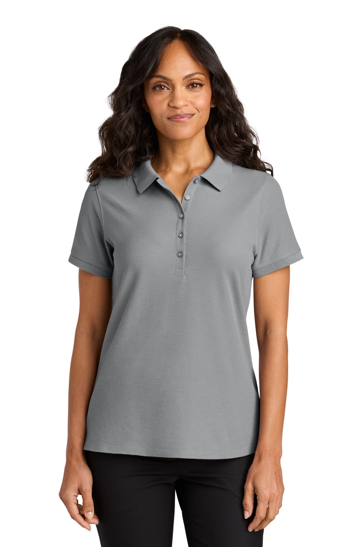 Custom Gusty Grey Women's Wearever Signature Pique Polo LK200, personalized by SanCanDo Swag in Argyle, TX