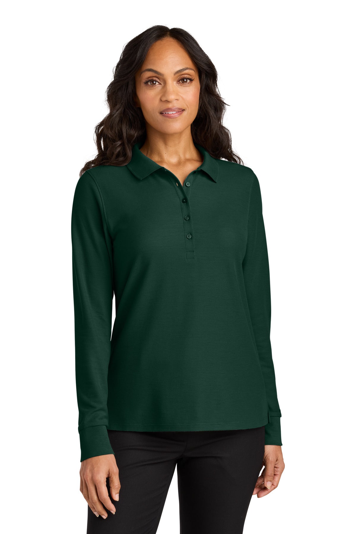 Custom Dark Green Wearever Signature Pique Long Sleeve Polo LK200LS, personalized by SanCanDo Swag in Argyle, TX