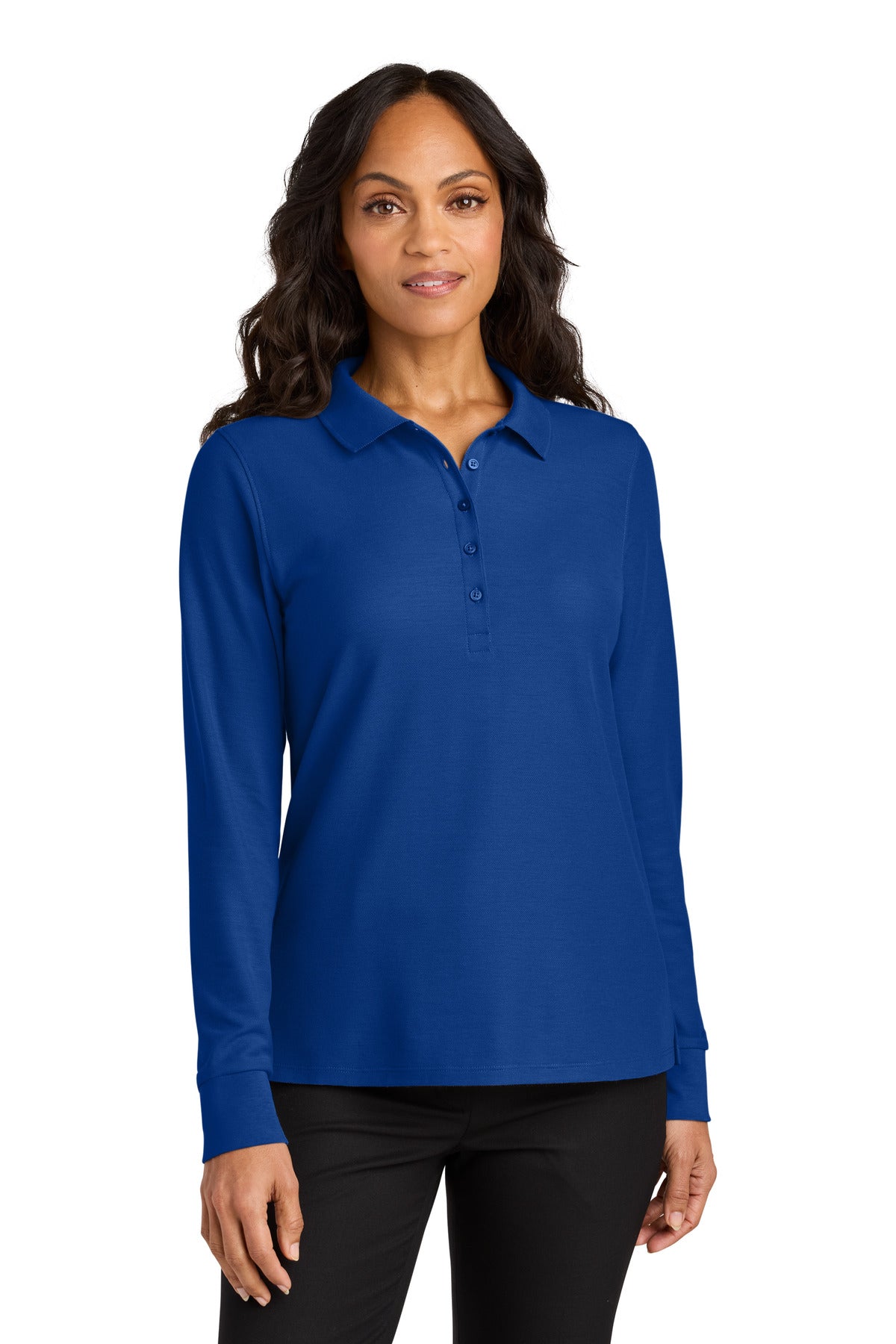 Custom True Royal Wearever Signature Pique Long Sleeve Polo LK200LS, personalized by SanCanDo Swag in Argyle, TX