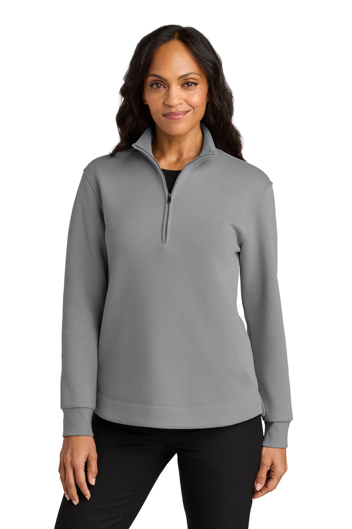Custom Gusty Grey Wearever Signature Double Pique 1/4-Zip LK210, personalized by SanCanDo Swag in Argyle, TX