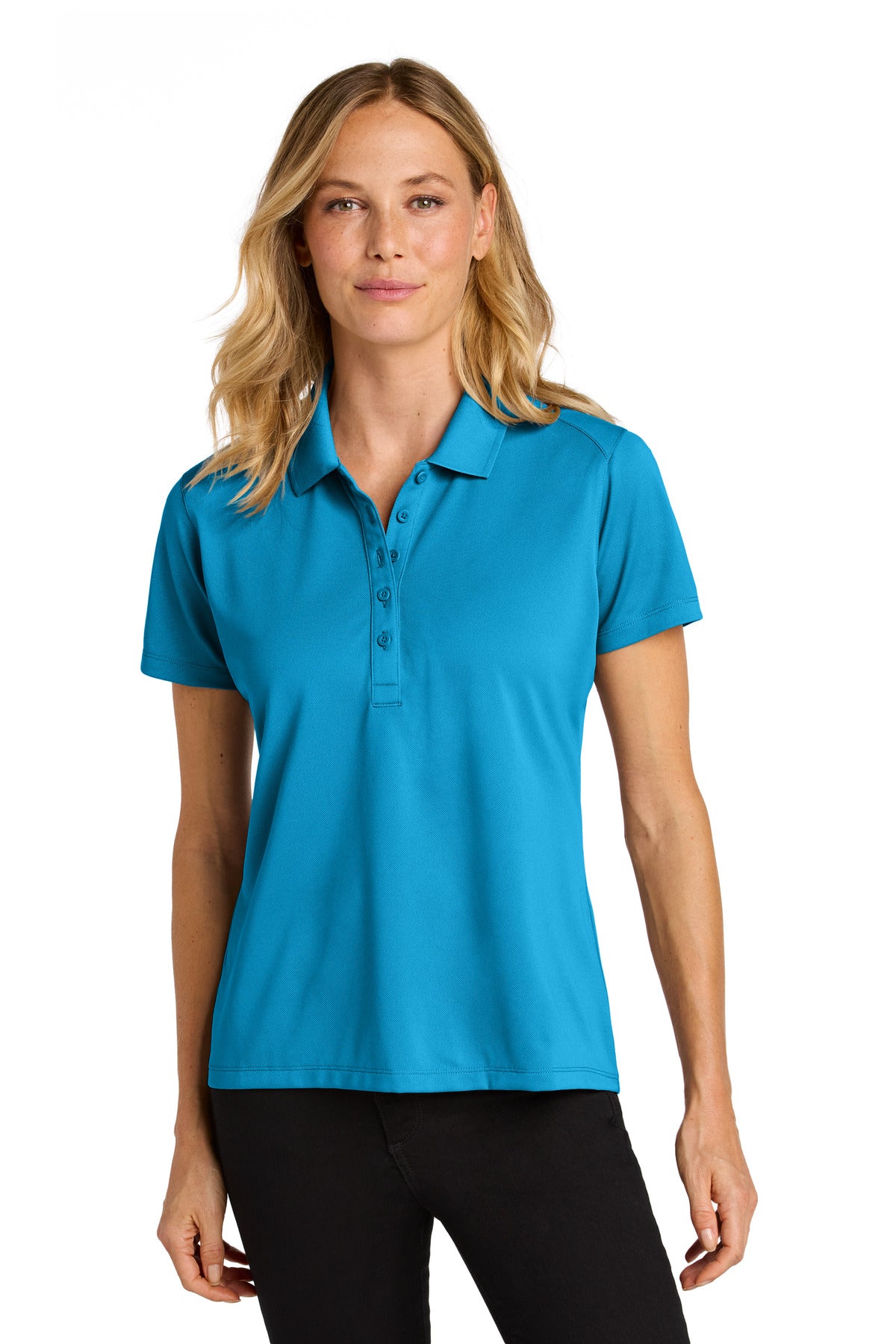 Custom Parcel Blue Women's Wearever Performance Pique Polo LK240, personalized by SanCanDo Swag in Argyle, TX