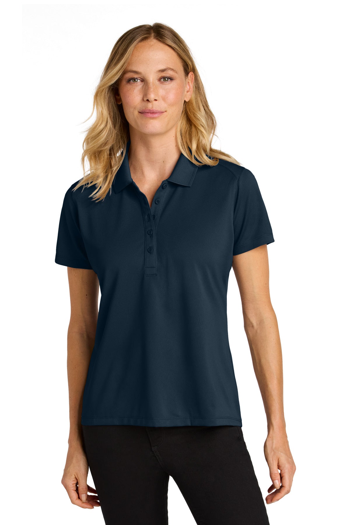 Custom River Blue Navy Women's Wearever Performance Pique Polo LK240, personalized by SanCanDo Swag in Argyle, TX