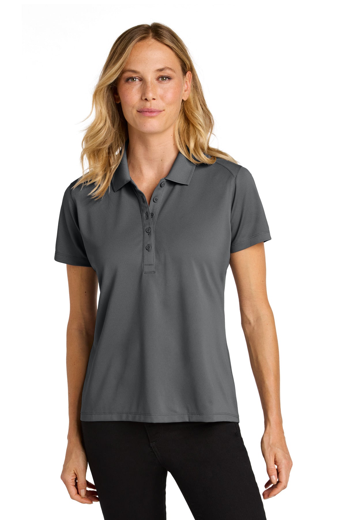 Custom Storm Grey Women's Wearever Performance Pique Polo LK240, personalized by SanCanDo Swag in Argyle, TX