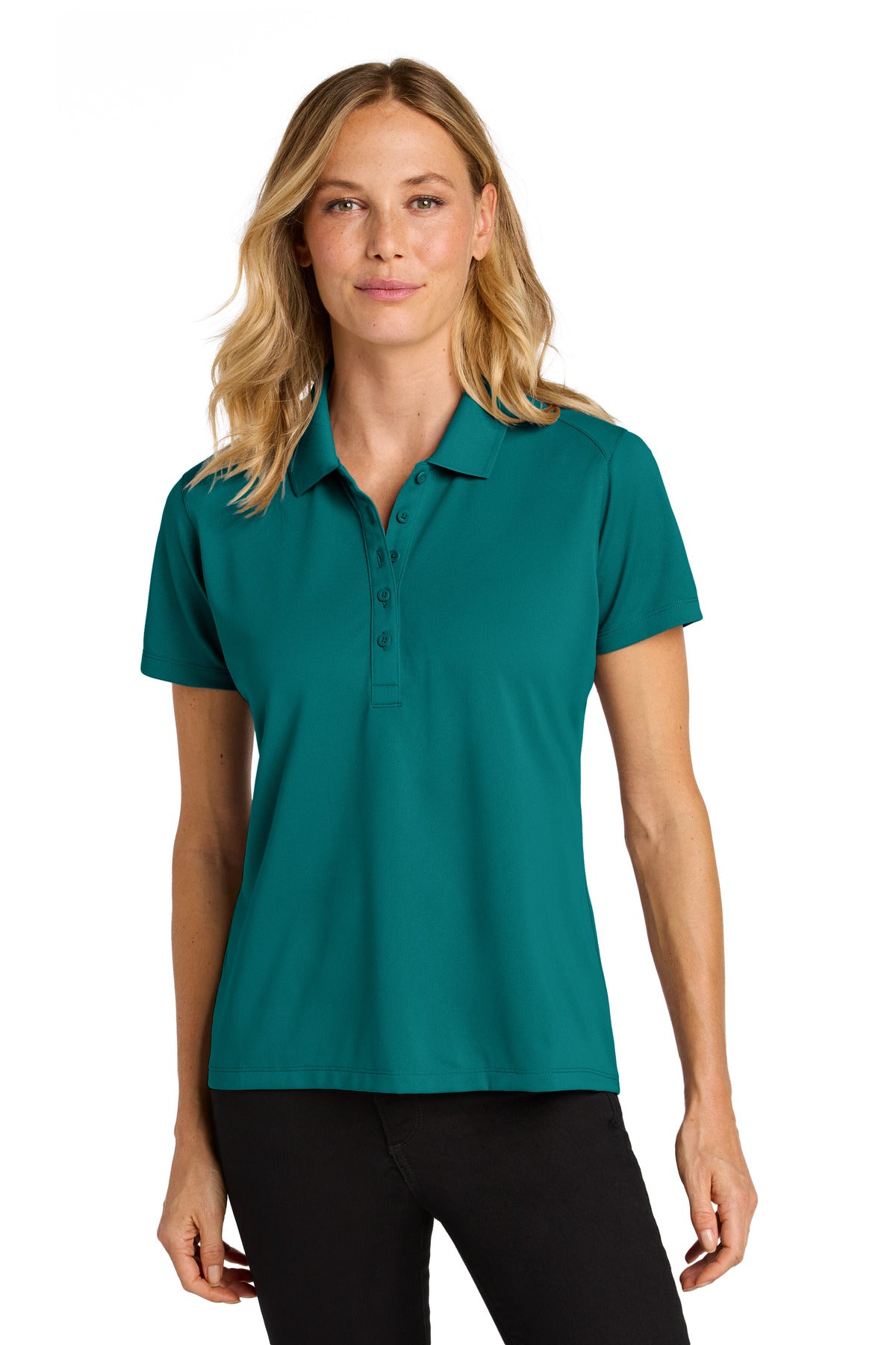 Custom Teal Green Women's Wearever Performance Pique Polo LK240, personalized by SanCanDo Swag in Argyle, TX