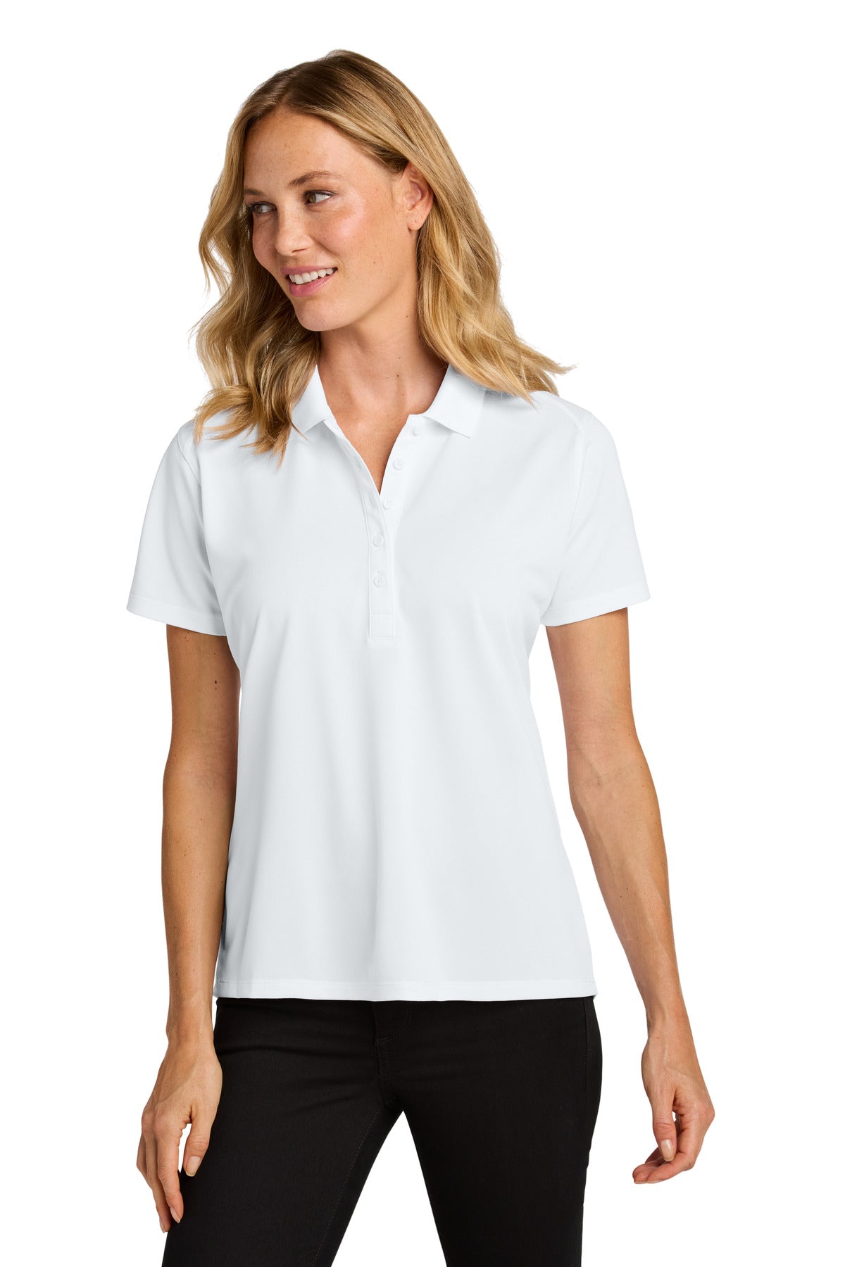 Custom White Women's Wearever Performance Pique Polo LK240, personalized by SanCanDo Swag in Argyle, TX