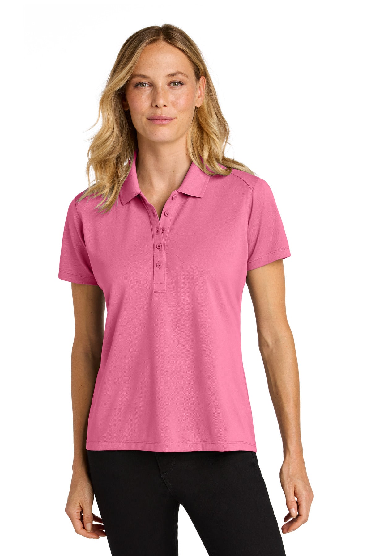 Custom Awareness Pink Women's Wearever Performance Pique Polo LK240, personalized by SanCanDo Swag in Argyle, TX