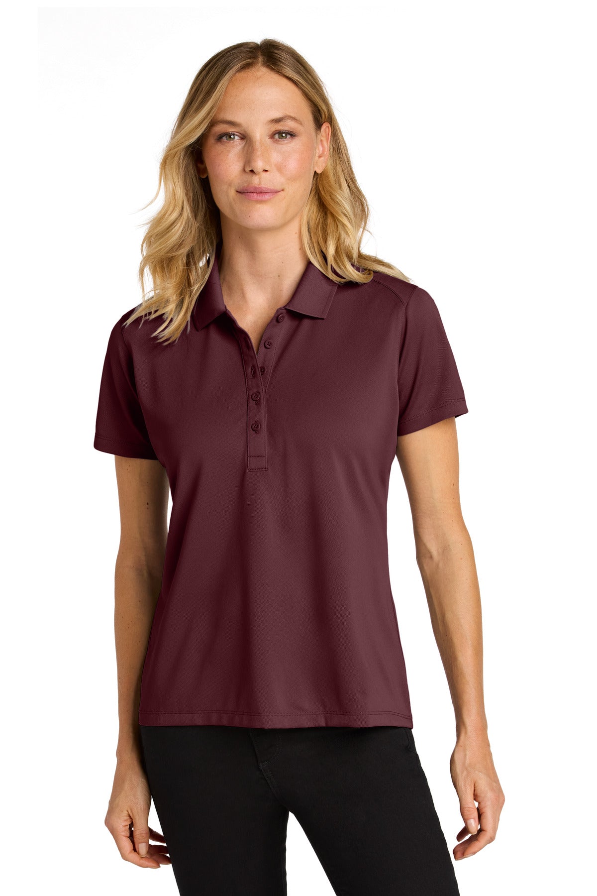 Custom Burgundy Women's Wearever Performance Pique Polo LK240, personalized by SanCanDo Swag in Argyle, TX