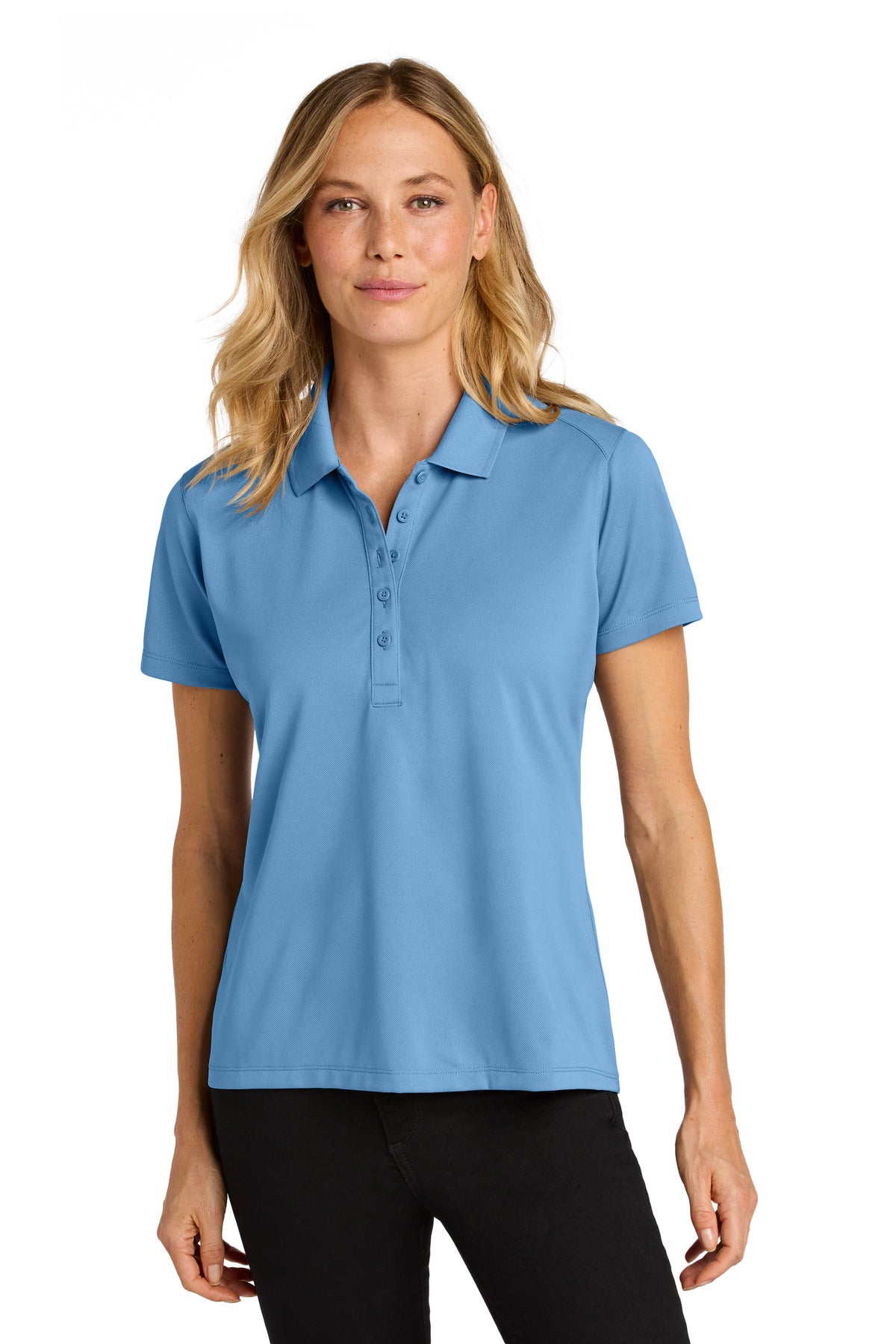 Custom Carolina Blue Women's Wearever Performance Pique Polo LK240, personalized by SanCanDo Swag in Argyle, TX