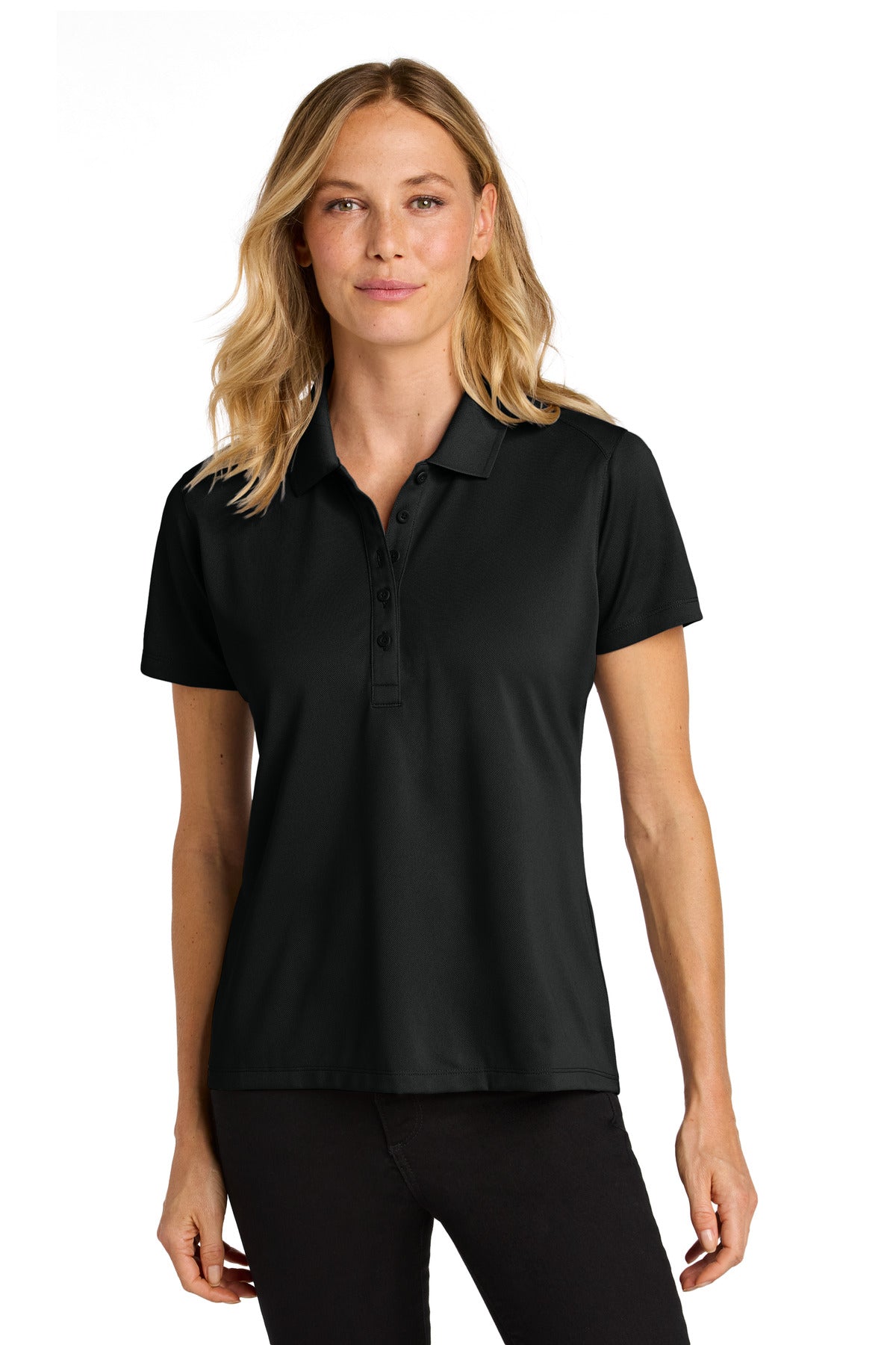 Custom Deep Black Women's Wearever Performance Pique Polo LK240, personalized by SanCanDo Swag in Argyle, TX