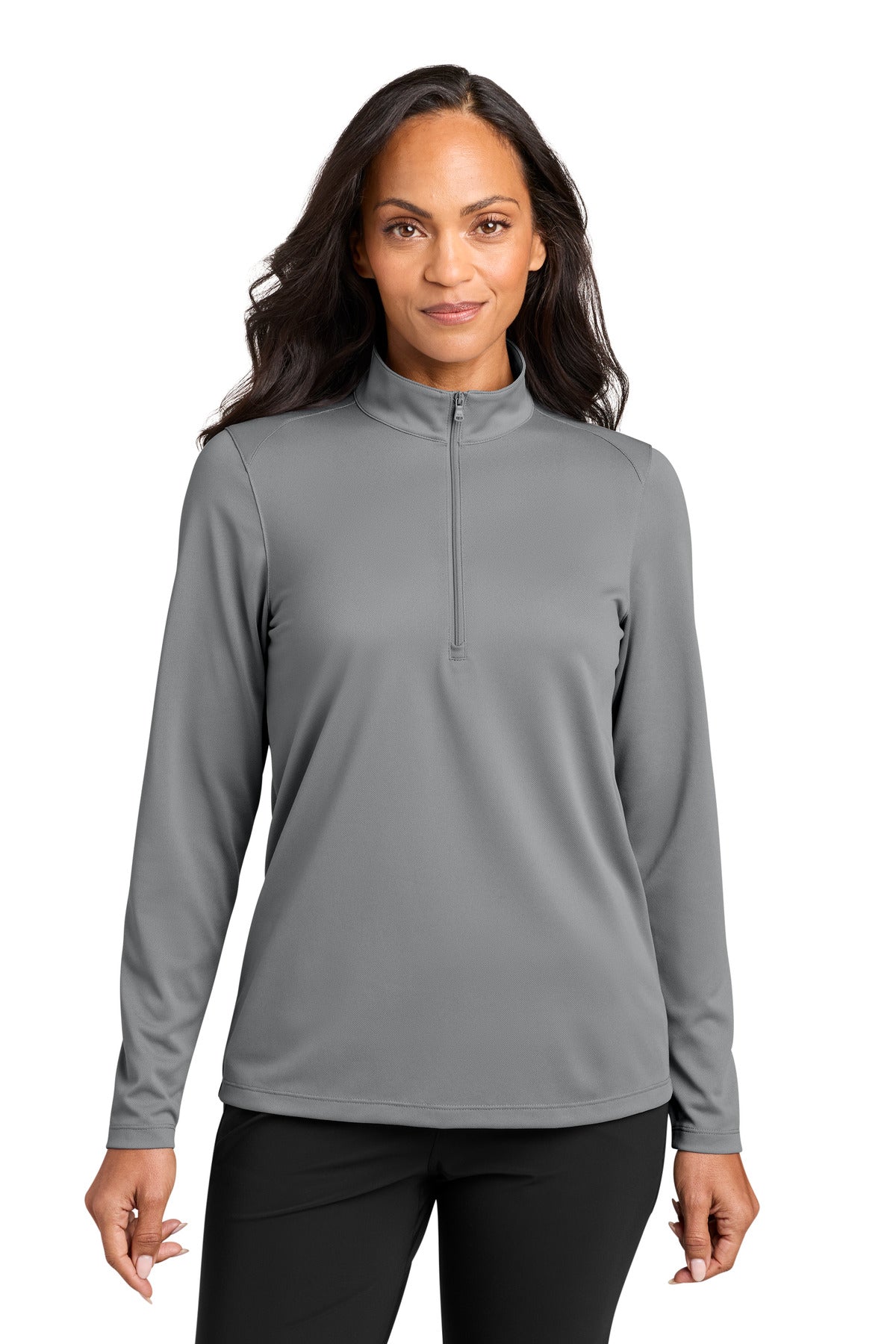 Custom Gusty Grey Wearever Performance Pique 1/4-Zip LK241, personalized by SanCanDo Swag in Argyle, TX