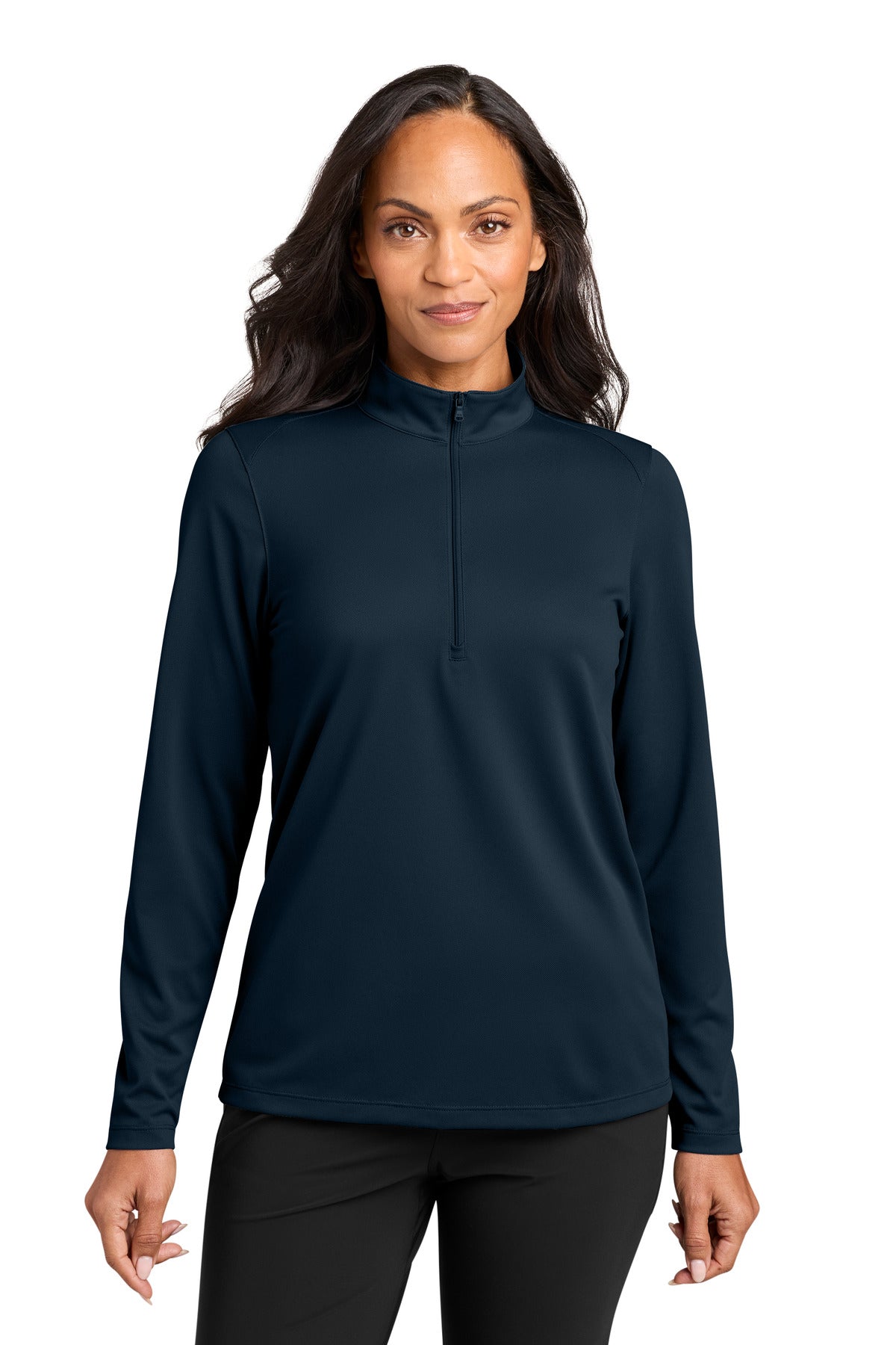 Custom River Blue Navy Wearever Performance Pique 1/4-Zip LK241, personalized by SanCanDo Swag in Argyle, TX